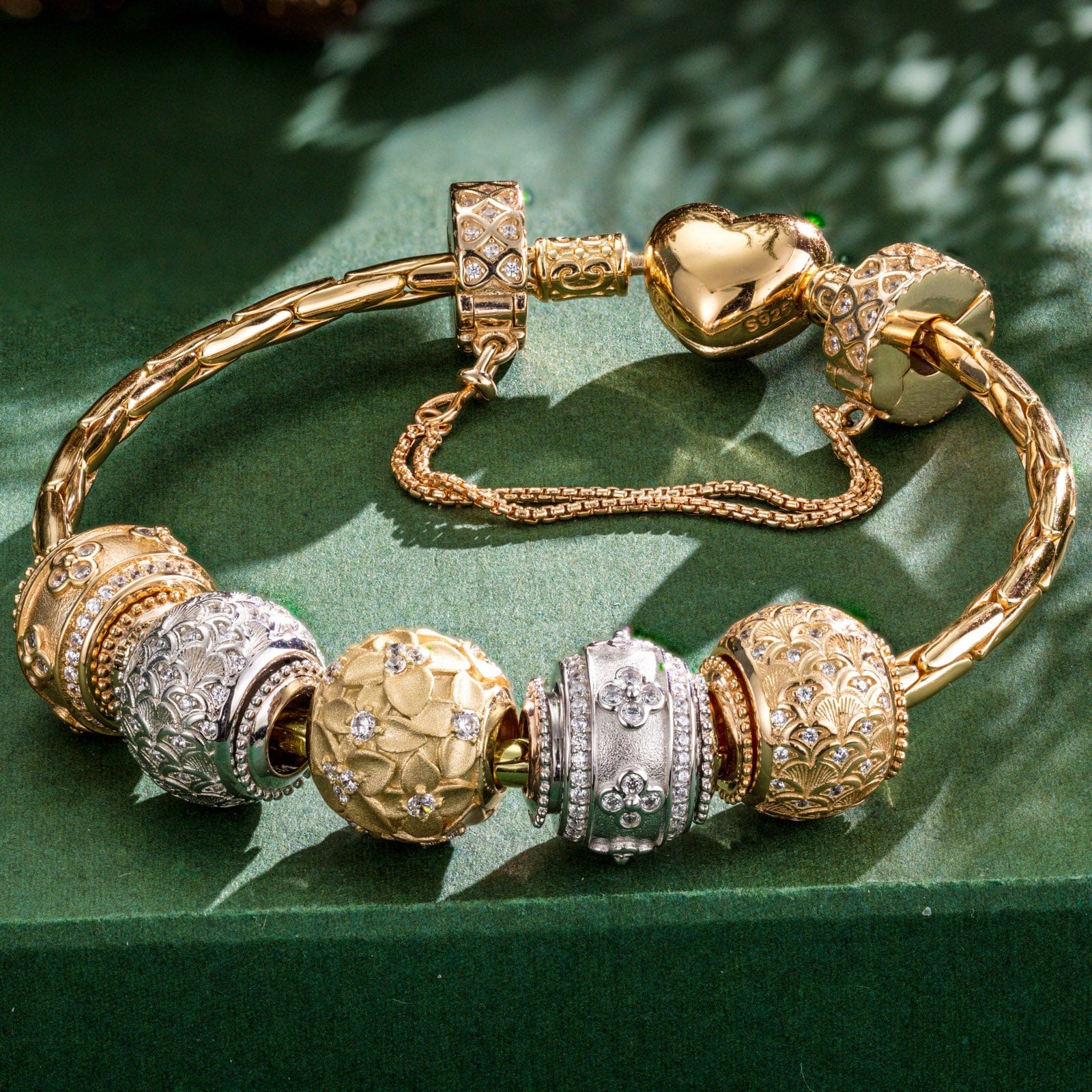 Sterling Silver May You Bloom Abundantly Charms Bracelet Set In 14K Gold Plated (Includes bracelet and all charms shown) - Image 4