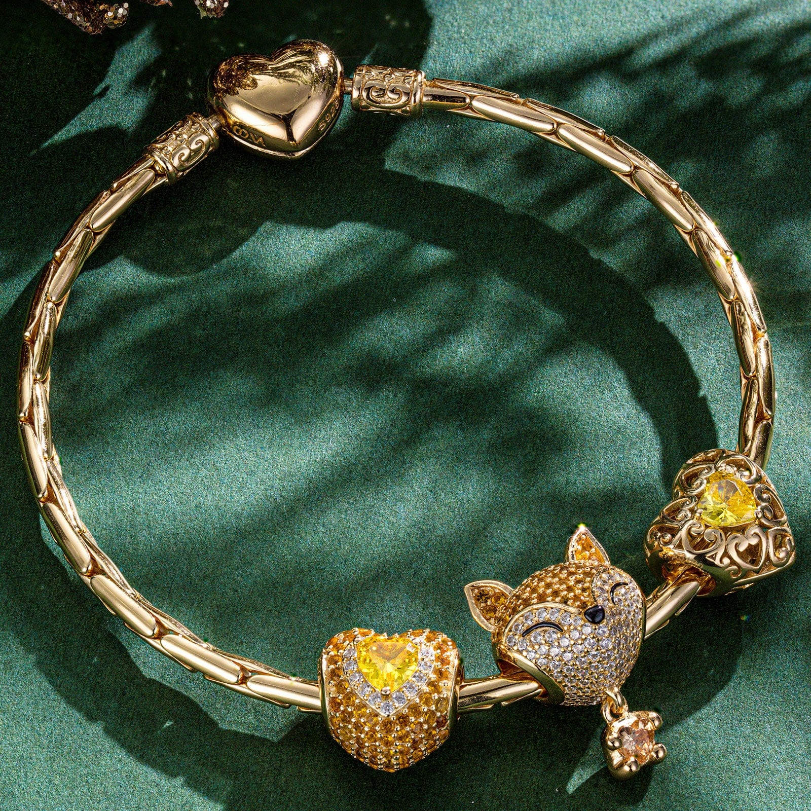Sterling Silver November Birthstone Embrace the Love Animals Charms Bracelet Set In 14K Gold Plated - Heartful Hugs Collection (Includes bracelet and all charms shown) - Image 3