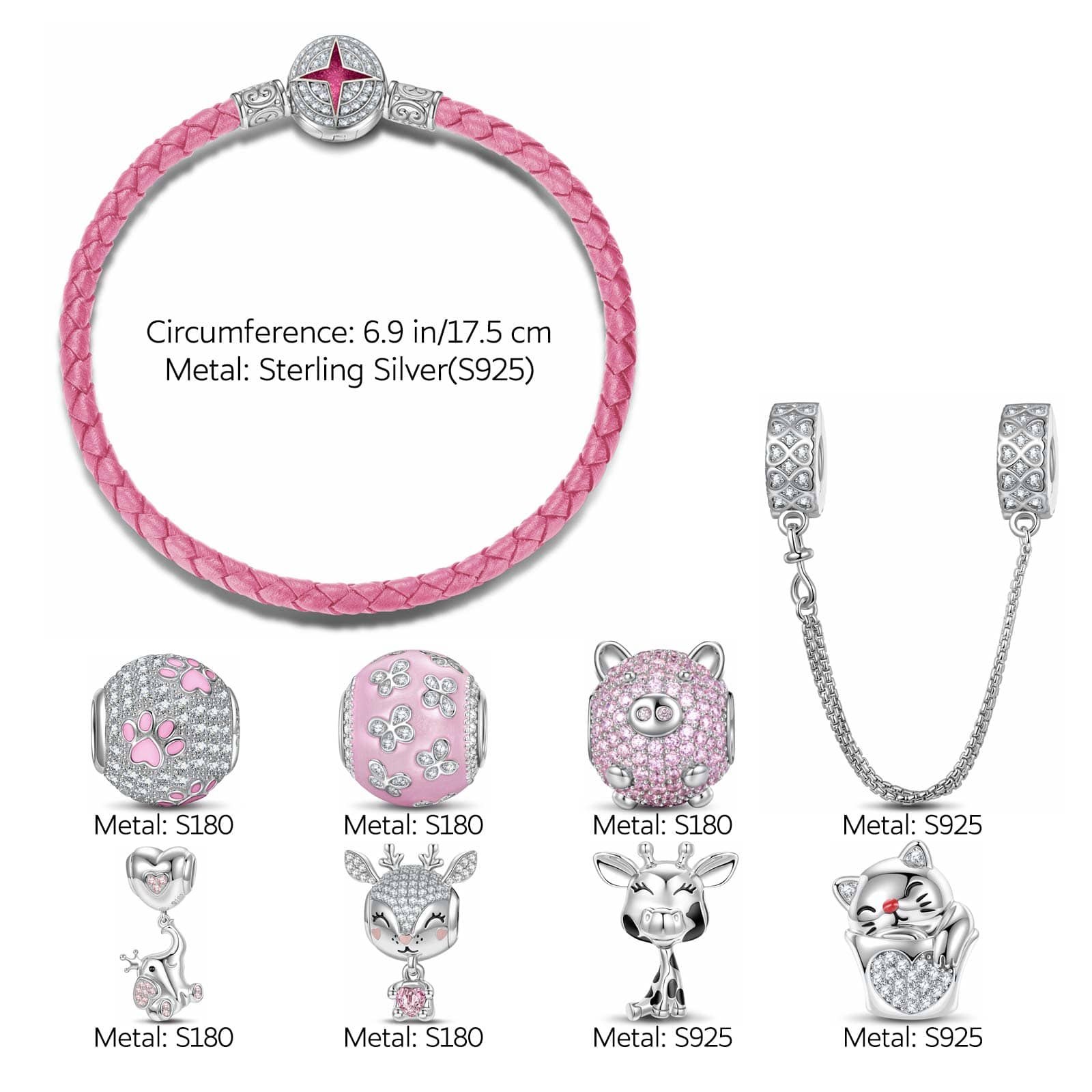 Sterling Silver My Lucky Treasures Animals Charms Bracelet Set With Enamel In White Gold Plated (Includes bracelet and all charms shown) - Image 3