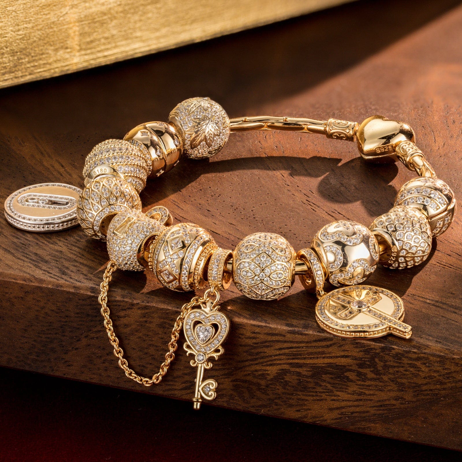 Sterling Silver Vibrant Streets Charms Bracelet Set In 14K Gold Plated (Includes bracelet and all charms shown) - Image 3