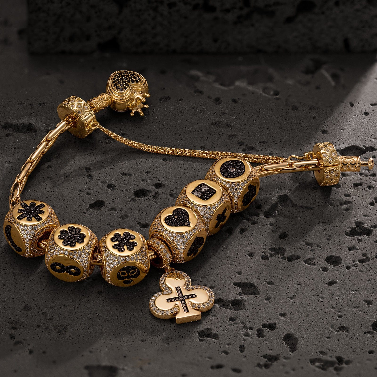 Sterling Silver Cross of Destiny Charms Bracelet Set In 14K Gold Plated (Includes bracelet and all charms shown) - Image 3