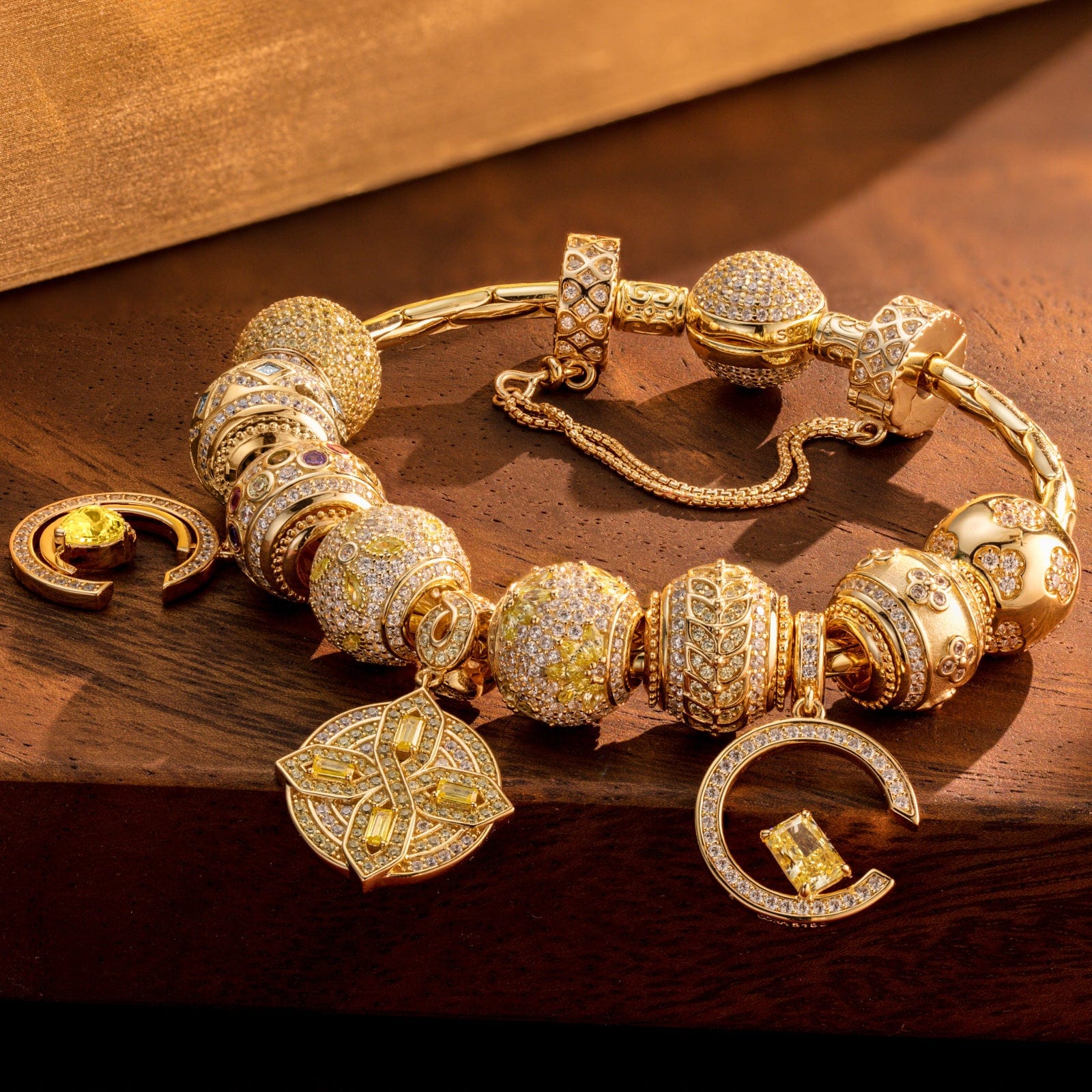 Sterling Silver Rooftop Soiree Charms Bracelet Set In 14K Gold Plated (Includes bracelet and all charms shown) - Image 2