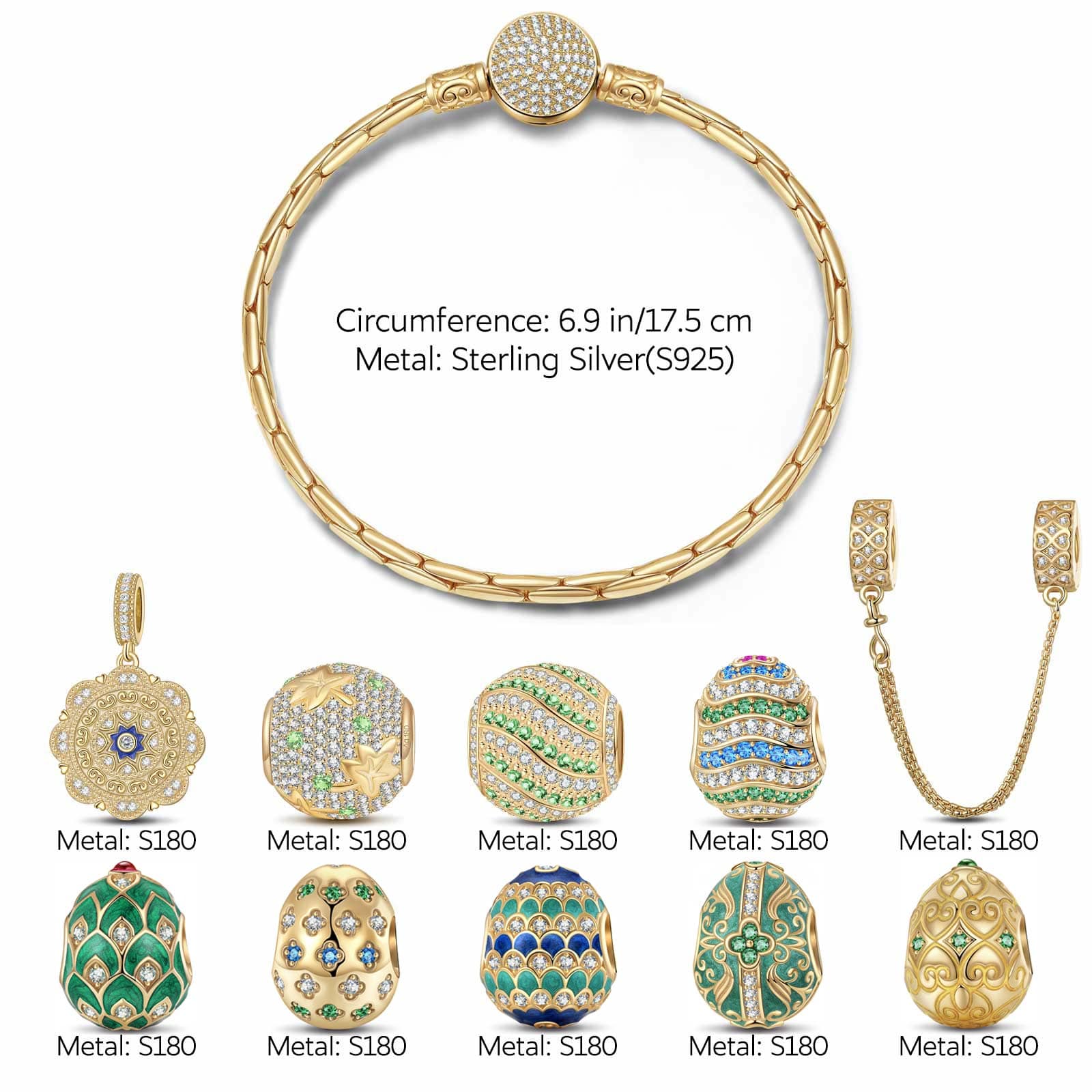 Sterling Silver Easter Treasures Charms Bracelet Set With Enamel In 14K Gold Plated (Includes bracelet and all charms shown) - Image 3