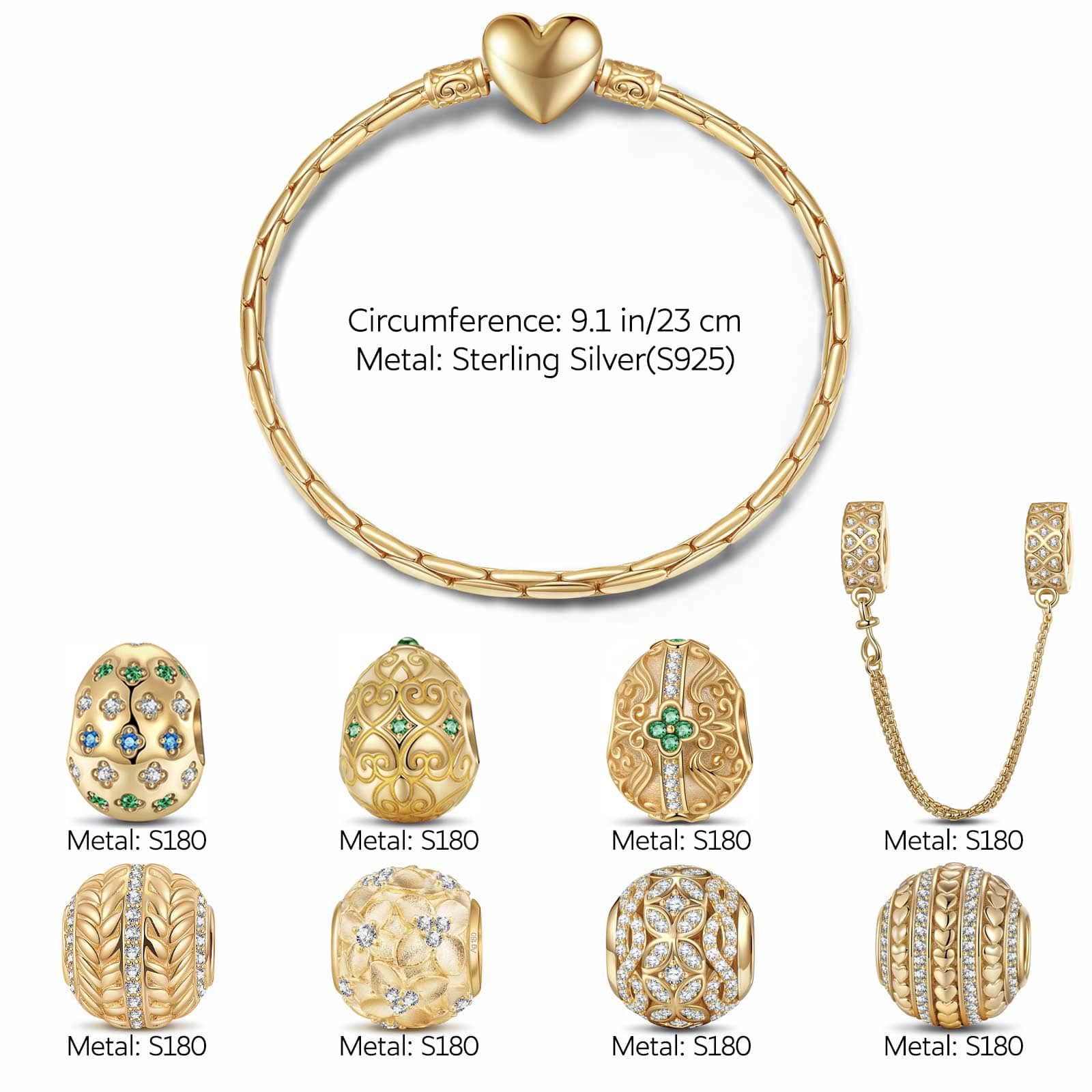 Sterling Silver Golden Birth Charms Bracelet Set In 14K Gold Plated (Includes bracelet and all charms shown) - Image 4