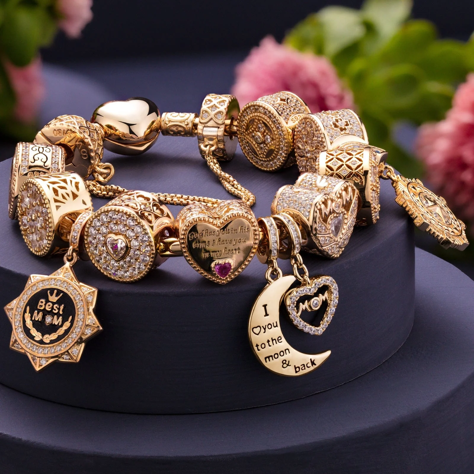 Sterling Silver Tender Love Charms Bracelet Set With Enamel In 14K Gold Plated (Includes bracelet and all charms shown) - Image 3