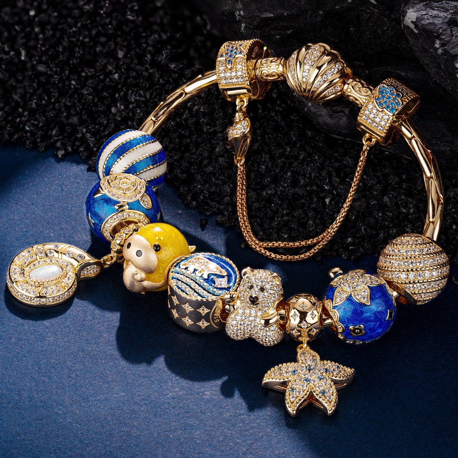 Sterling Silver Return to Nature's Bounty Charms Bracelet Set With Enamel In 14K Gold Plated (Includes bracelet and all charms shown) - Image 5