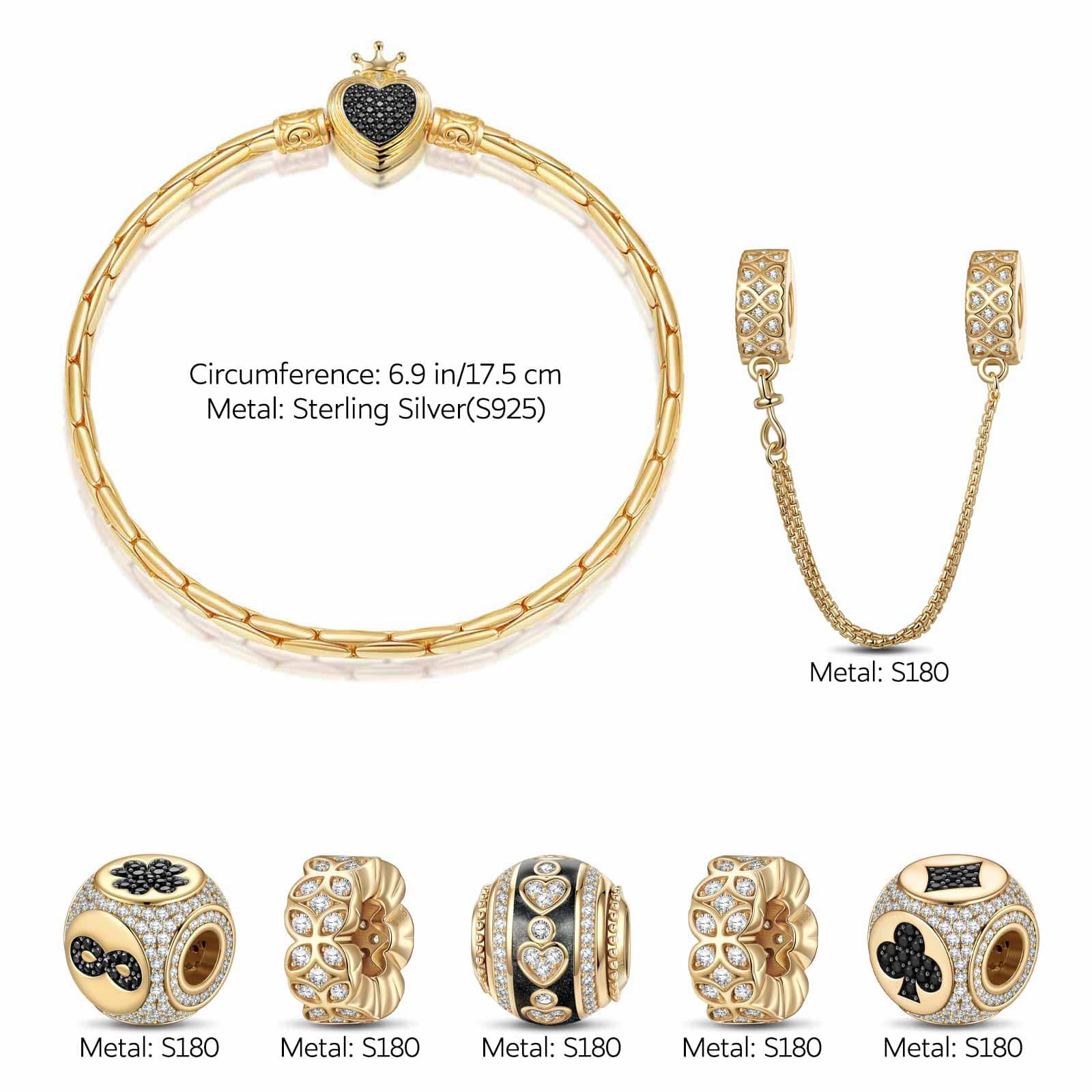 Sterling Silver Whispering of Destiny Charms Bracelet Set With Enamel In 14K Gold Plated (Includes bracelet and all charms shown) - Image 2