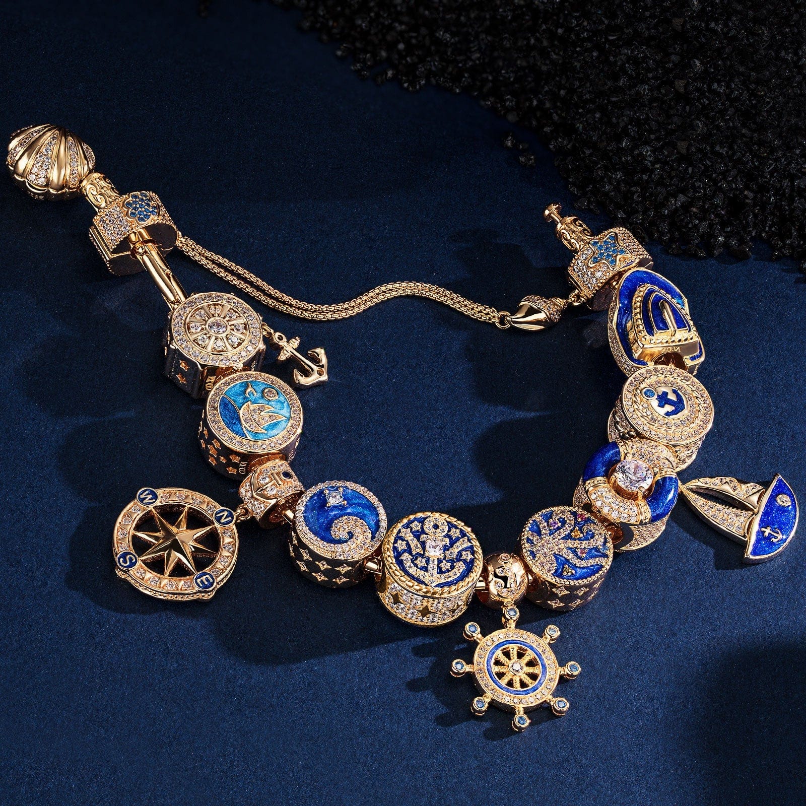 Sterling Silver Dance with the Sea Charms Bracelet Set With Enamel In 14K Gold Plated (Includes bracelet and all charms shown) - Image 4