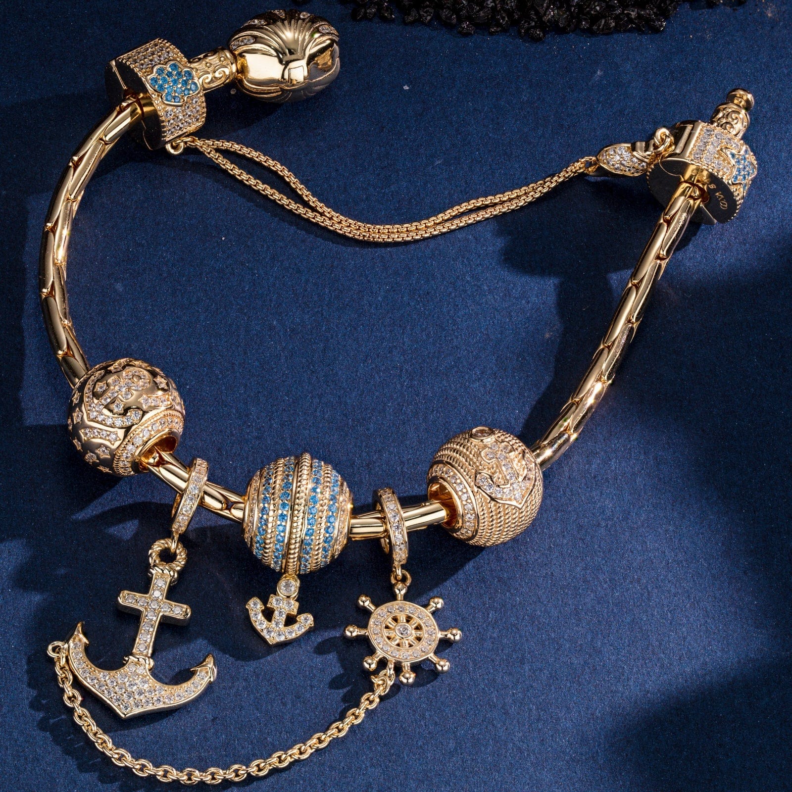 Sterling Silver Anchor of Hope Charms Bracelet Set In 14K Gold Plated (Includes bracelet and all charms shown) - Image 4