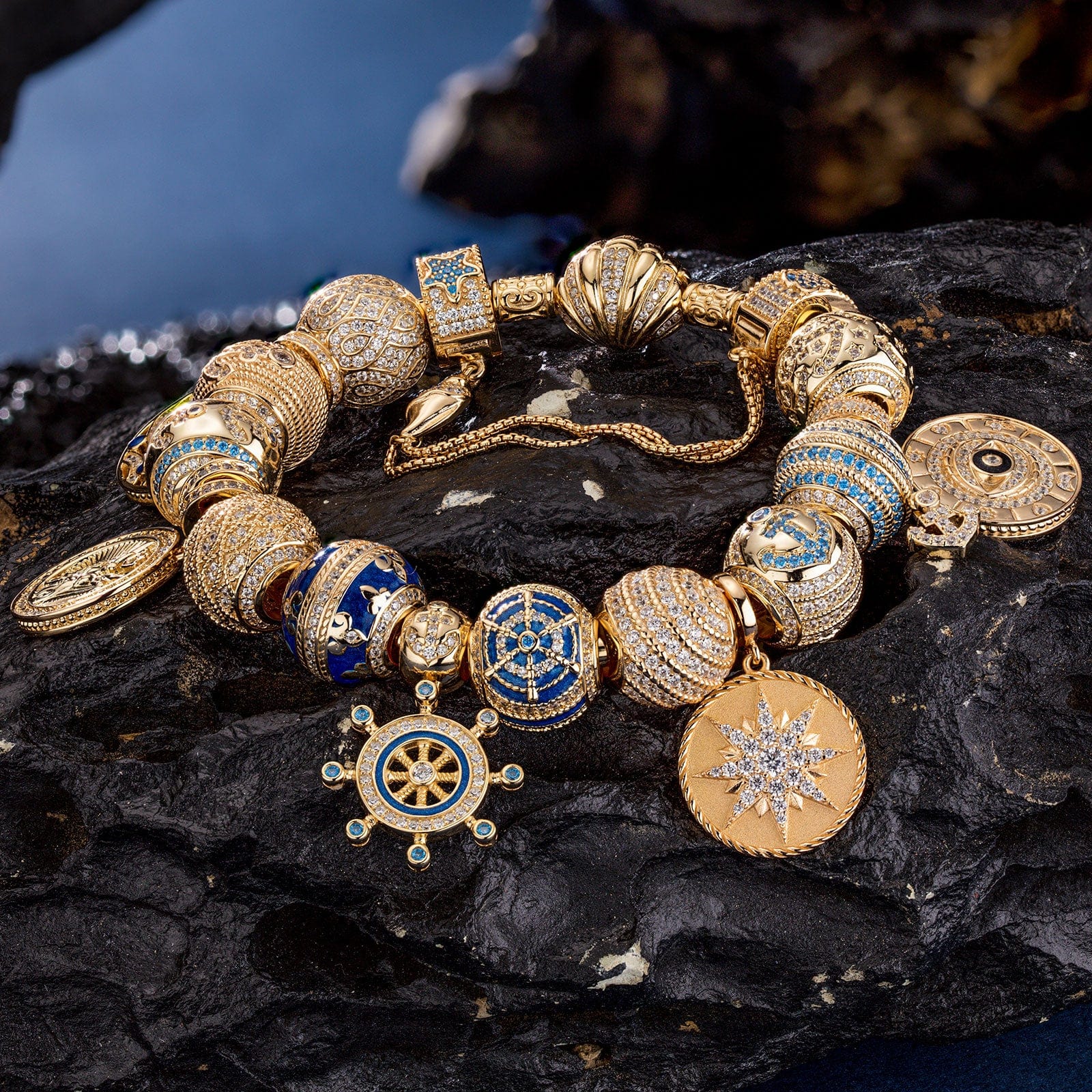 Sterling Silver Adventure Awaits Charms Bracelet Set With Enamel In 14K Gold Plated (Includes bracelet and all charms shown) - Image 4