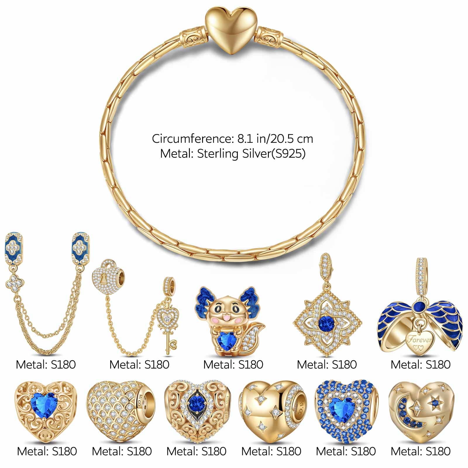 Sterling Silver Ethereal Glow of September Charms Bracelet Set With Enamel In 14K Gold Plated (Includes bracelet and all charms shown) - Image 2