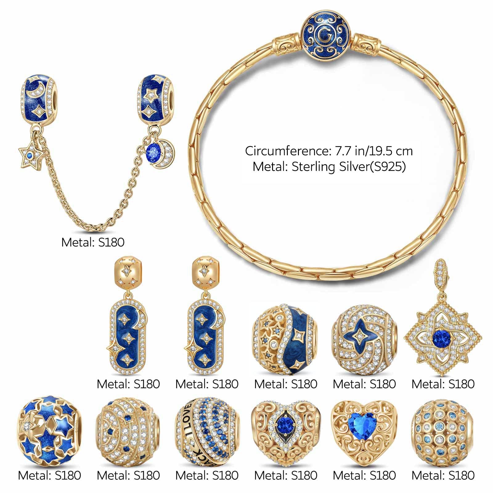 Sterling Silver Dreamy September Charms Bracelet Set With Enamel In 14K Gold Plated (Includes bracelet and all charms shown) - Image 2