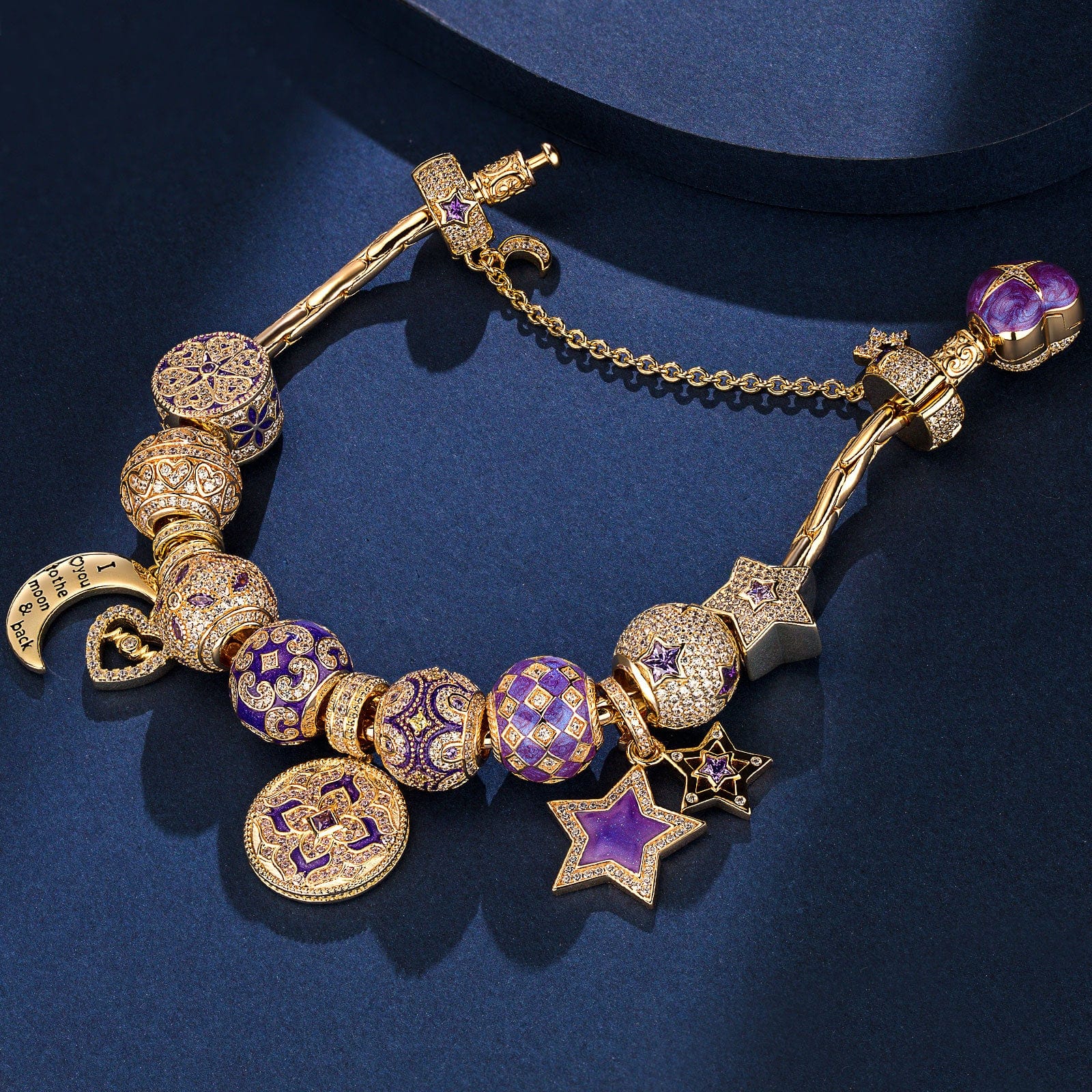 Sterling Silver Astral Visions Charms Bracelet Set With Enamel In 14K Gold Plated (Includes bracelet and all charms shown) - Image 3