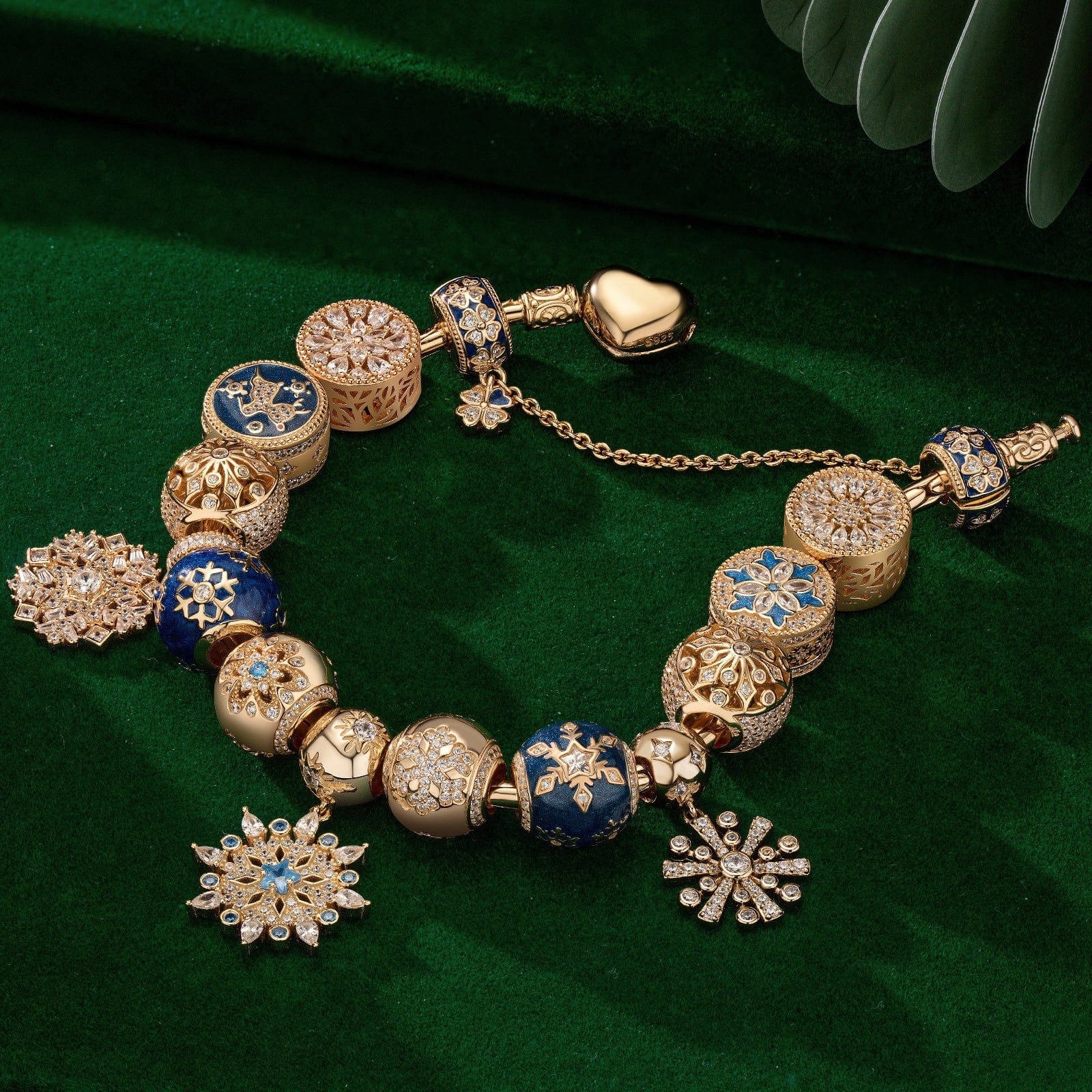 Sterling Silver Splendid Snowfall Charms Bracelet Set With Enamel In 14K Gold Plated (Includes bracelet and all charms shown) - Image 3