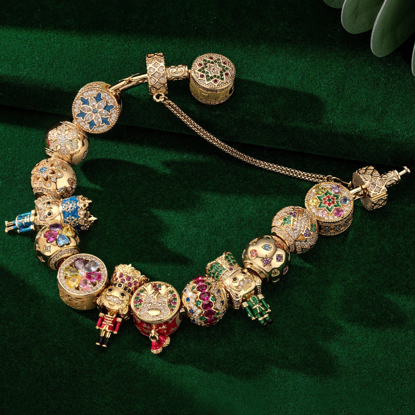 Sterling Silver Merry Sentinel of Colors Charms Bracelet Set With Enamel In 14K Gold Plated (Includes bracelet and all charms shown) - Image 3
