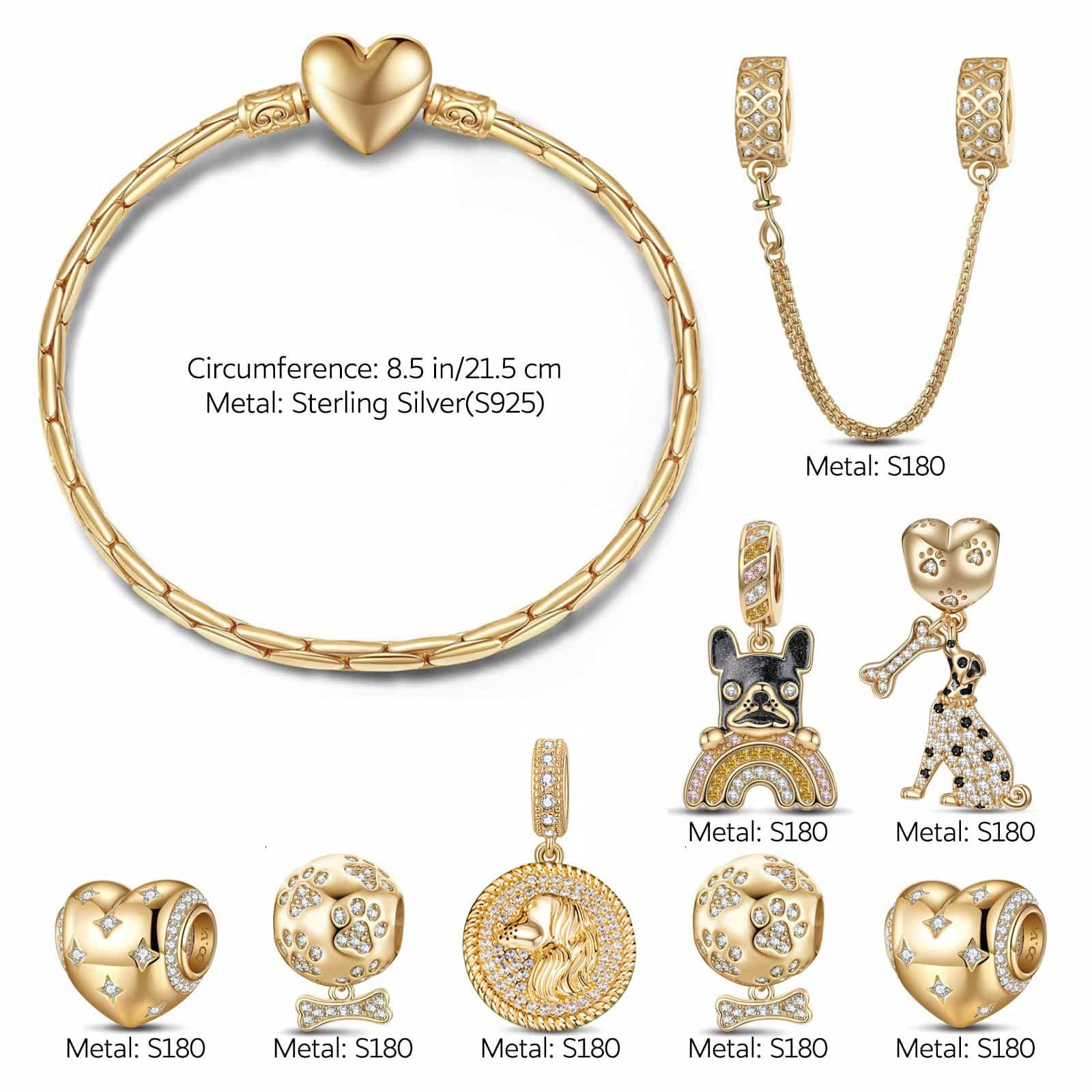 Sterling Silver Doggy Delight Charms Bracelet Set In 14K Gold Plated (Includes bracelet and all charms shown) - Image 2