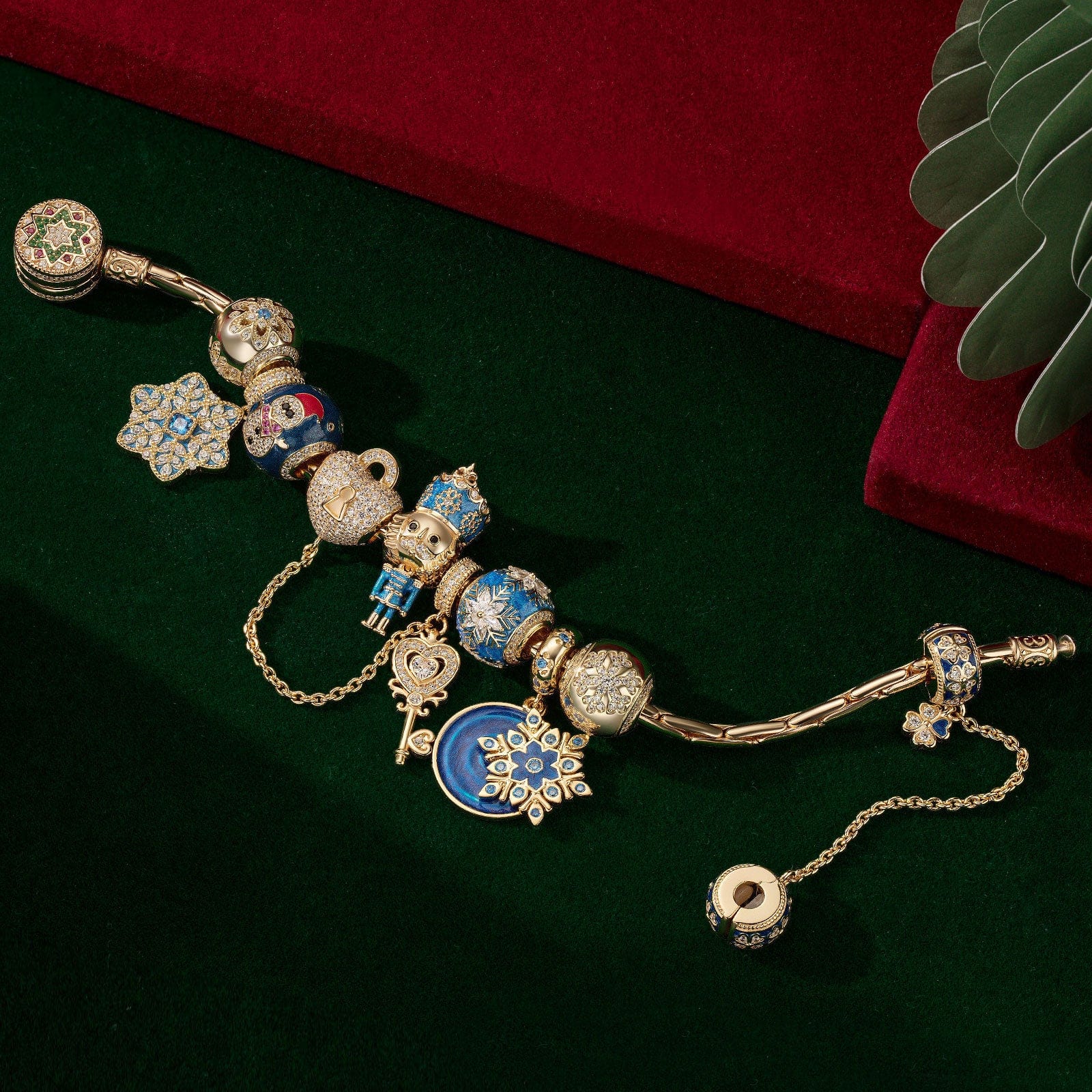 Limited Edition - The Iconic Advent Calendar - 12 Days Of Christmas Fine Jewelry Gift Set: Sterling Silver Snowfall Wonderland Charms Earrings and Necklace and Bracelet Set With Enamel In 14K Gold Plated - Image 6