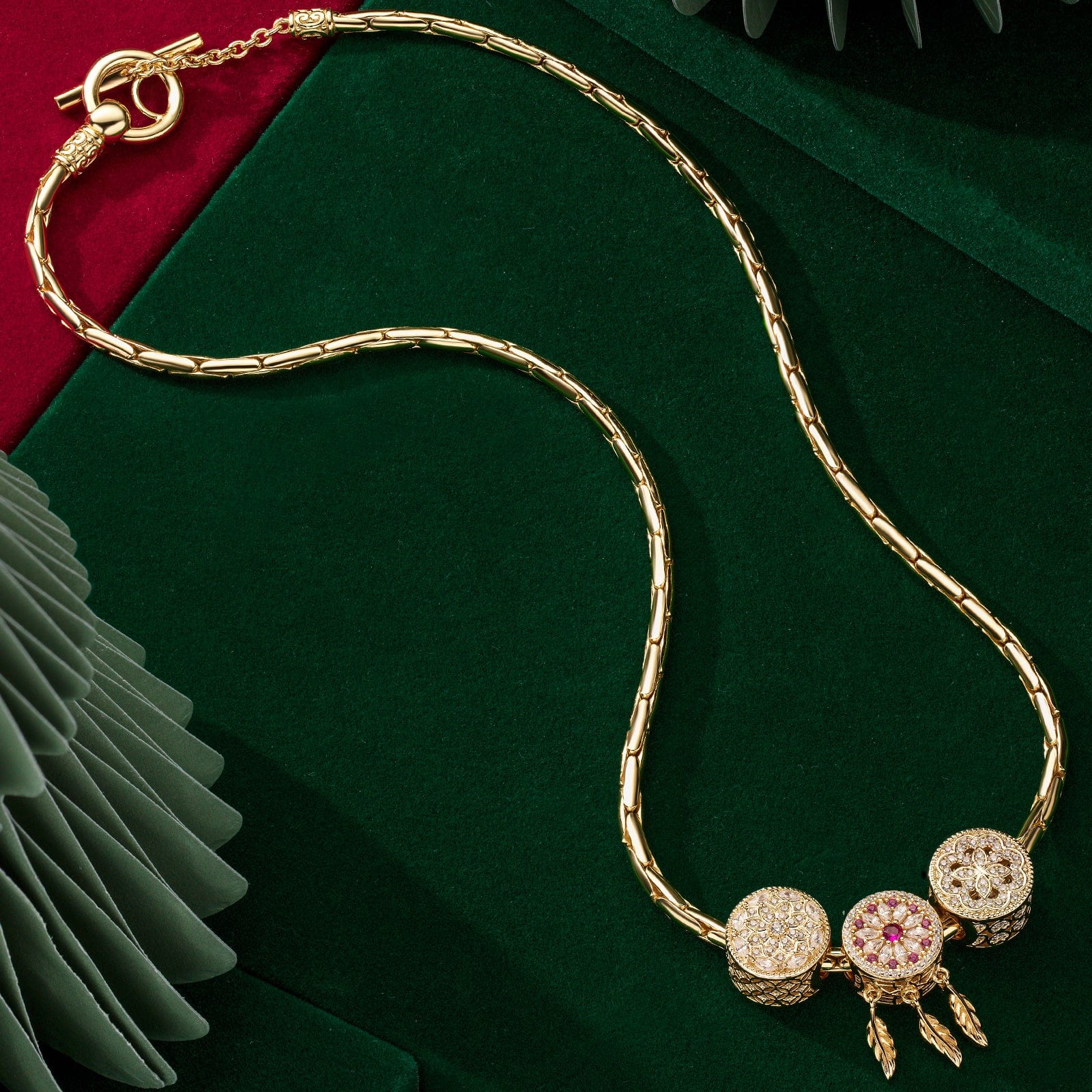 Limited Edition - The Iconic Advent Calendar - 12 Days Of Christmas Fine Jewelry Gift Set: Sterling Silver Snowflake Knights Charms Earrings and Necklace and Bracelet Set With Enamel In 14K Gold Plated - Image 6