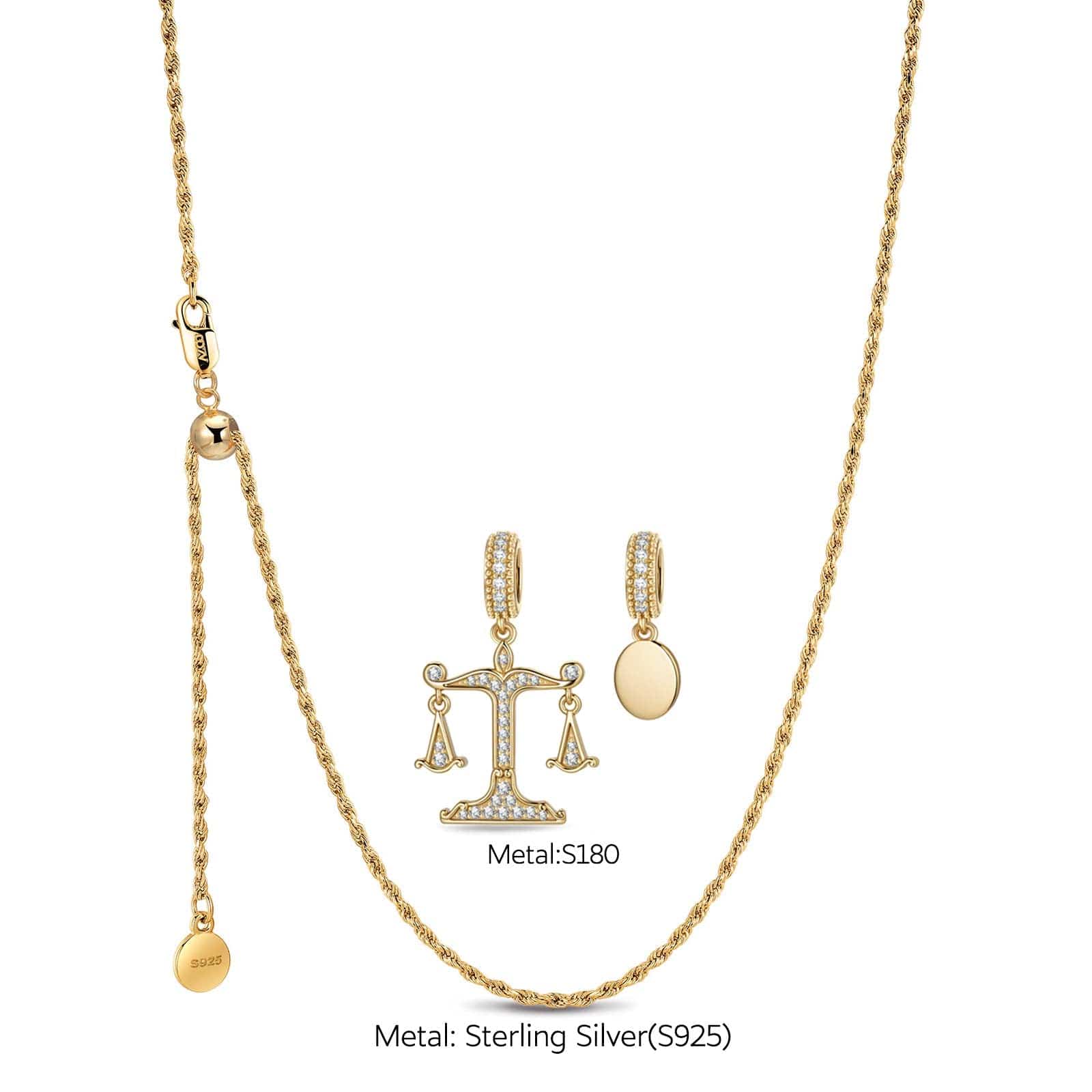 Sterling Silver Ethical Equilibrium Charm Necklace Set In 14K Gold Plated - Image 2