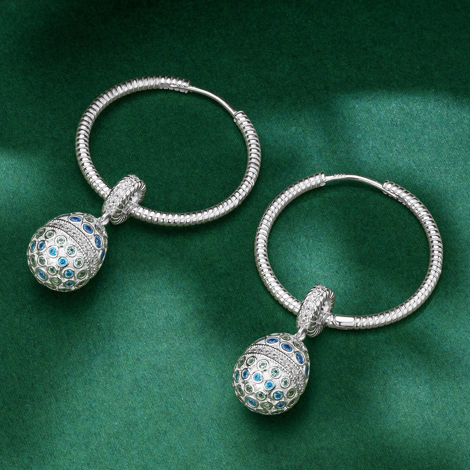 Sterling Silver Adjustable Rope Chain Necklace With Slider Clasp Sapphire Serenade Charm Necklace and Earrings Set In White Gold Plated - Image 5