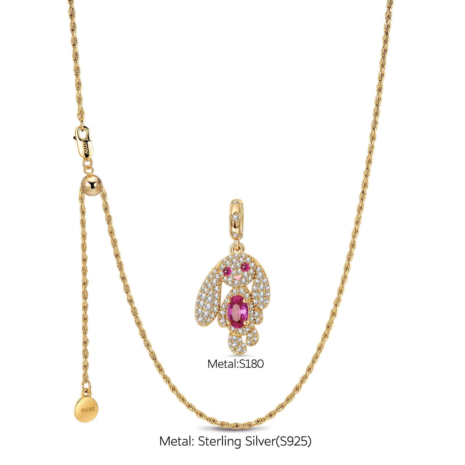 Sterling Silver Adjustable Rope Chain Necklace with Slider Clasp 0 Charms Necklace Set In 14K Gold Plated - Image 2