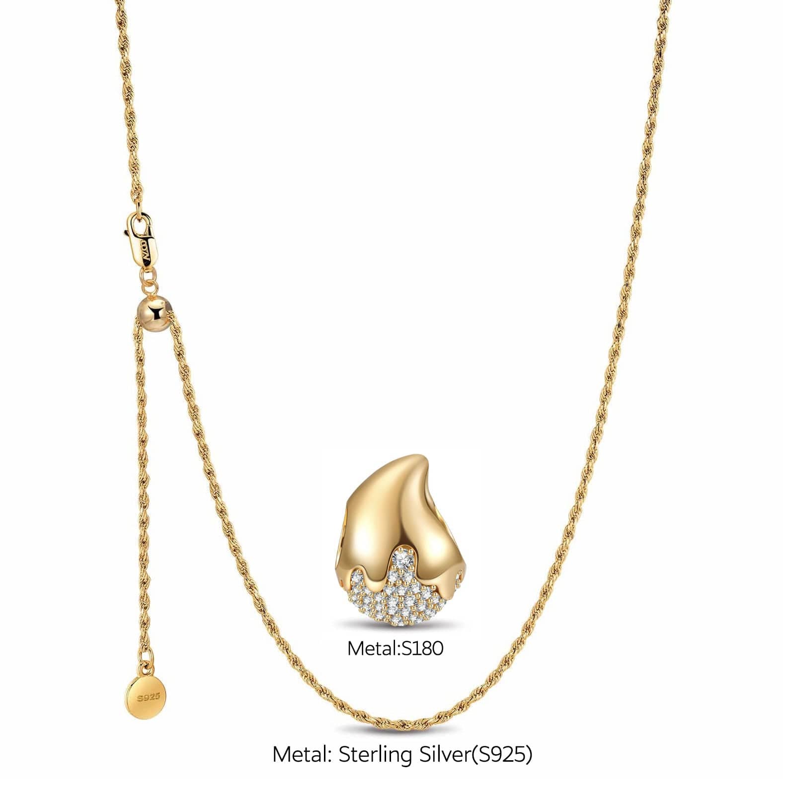 Sterling Silver Love Cube Necklace Set In 14K Gold Plated - Image 2