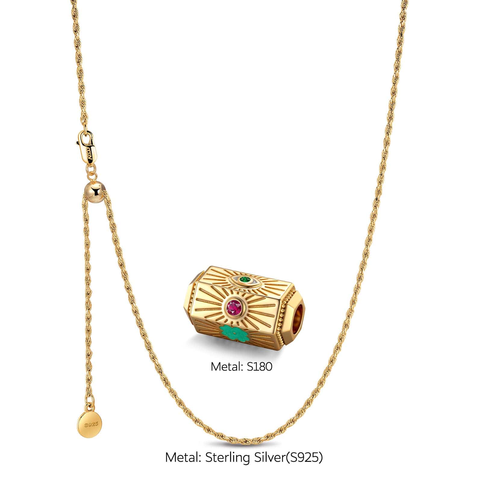 Sterling Silver Vespera Amulet Charms Necklace Set In 14K Gold Plated - Image 4
