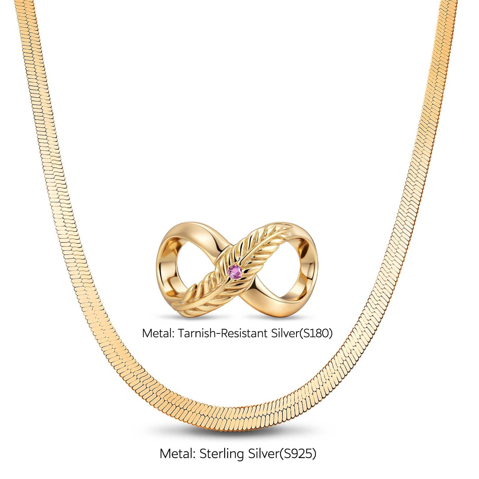 Maternal Bond Knot Tarnish-Resistant Silver Herringbone Chain Necklace In 14K Gold Plated - Image 6