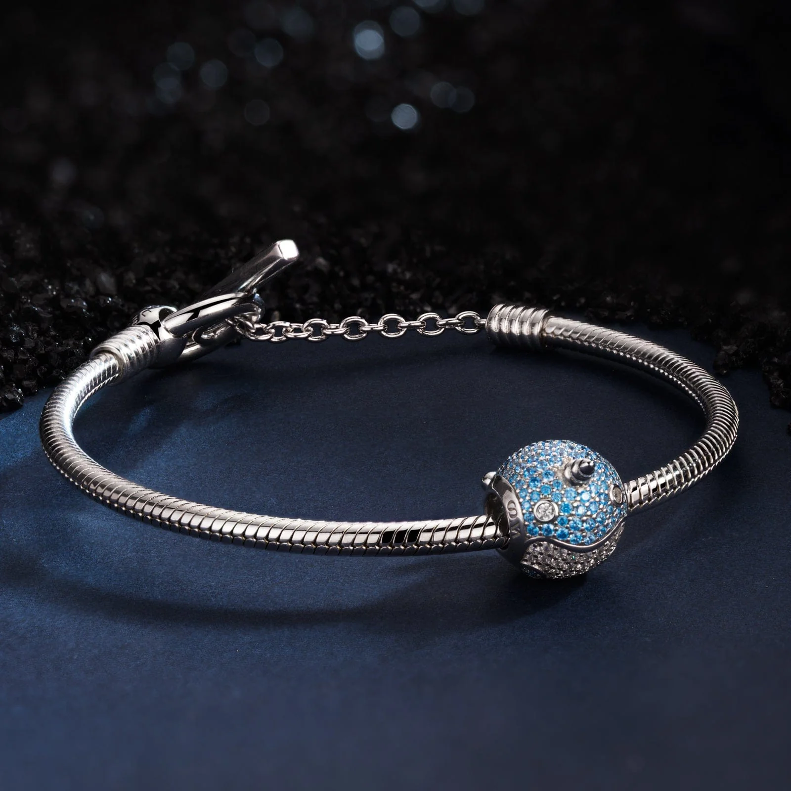 Sterling Silver Narwhal Charms Bracelet Set In White Gold Plated (Includes bracelet and all charms shown) - Image 2