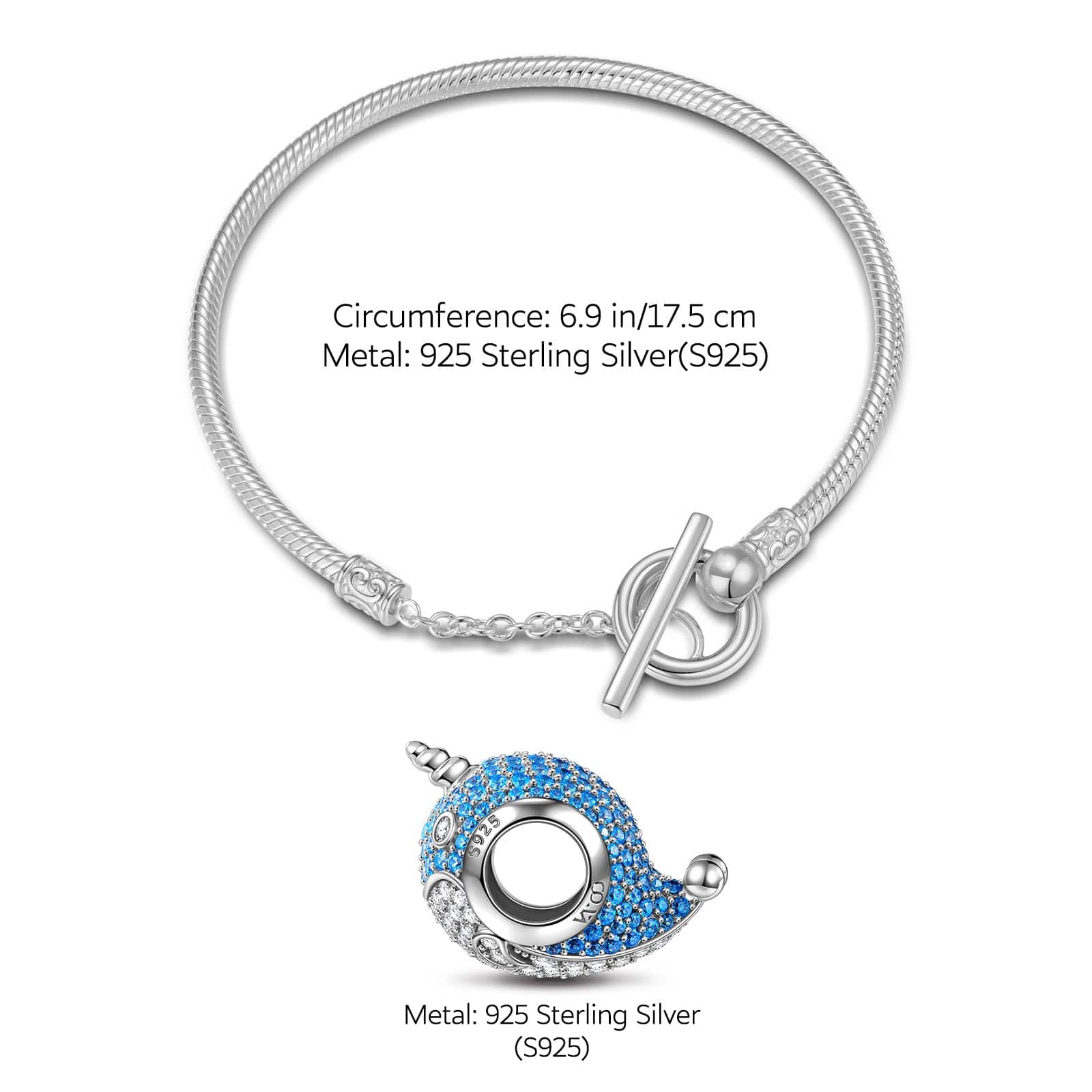 Sterling Silver Narwhal Charms Bracelet Set In White Gold Plated (Includes bracelet and all charms shown) - Image 3