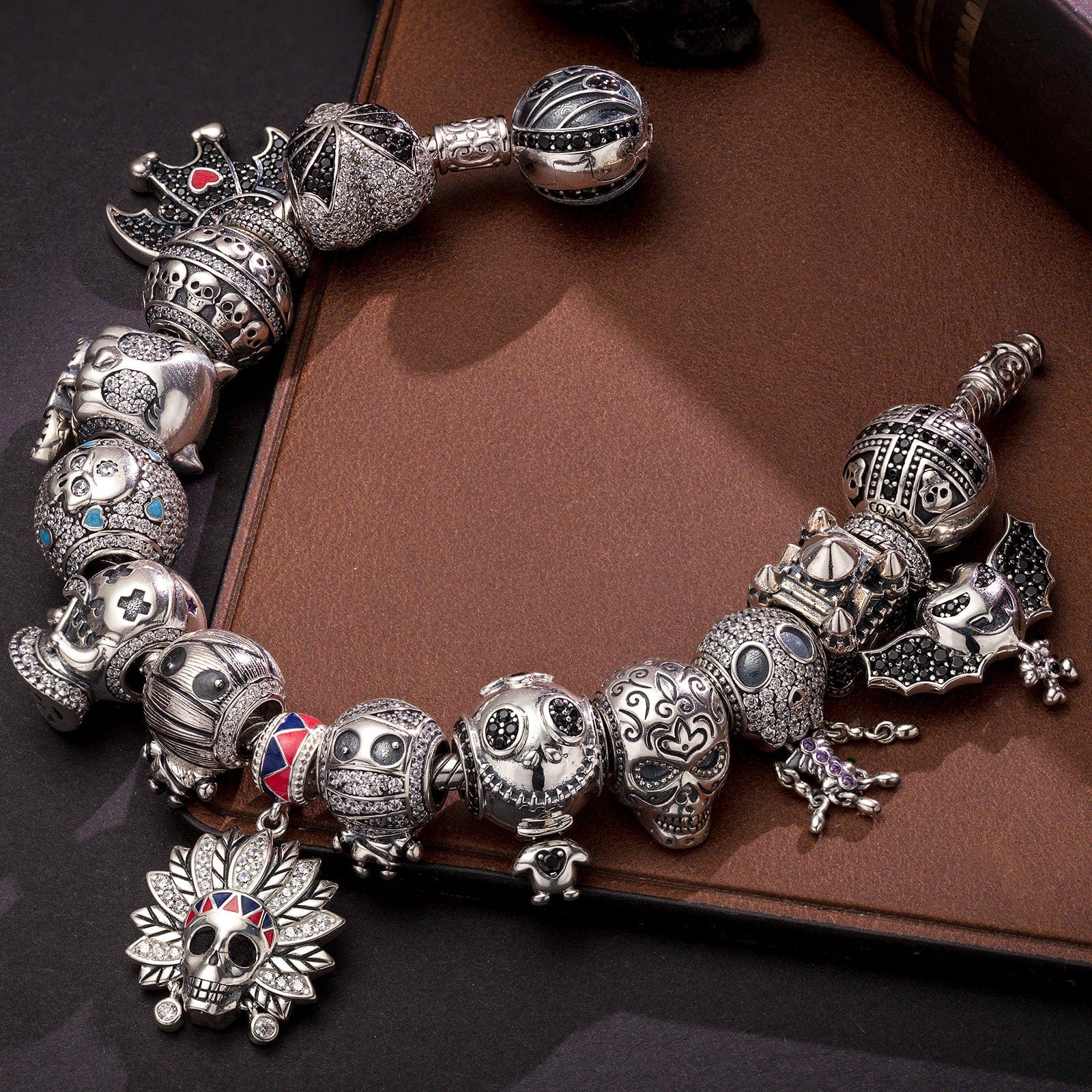 Sterling Silver The Lost Ghostdom Charms Bracelet Set With Enamel In Blackened 925 Sterling Silver (Includes bracelet and all charms shown) - Image 3