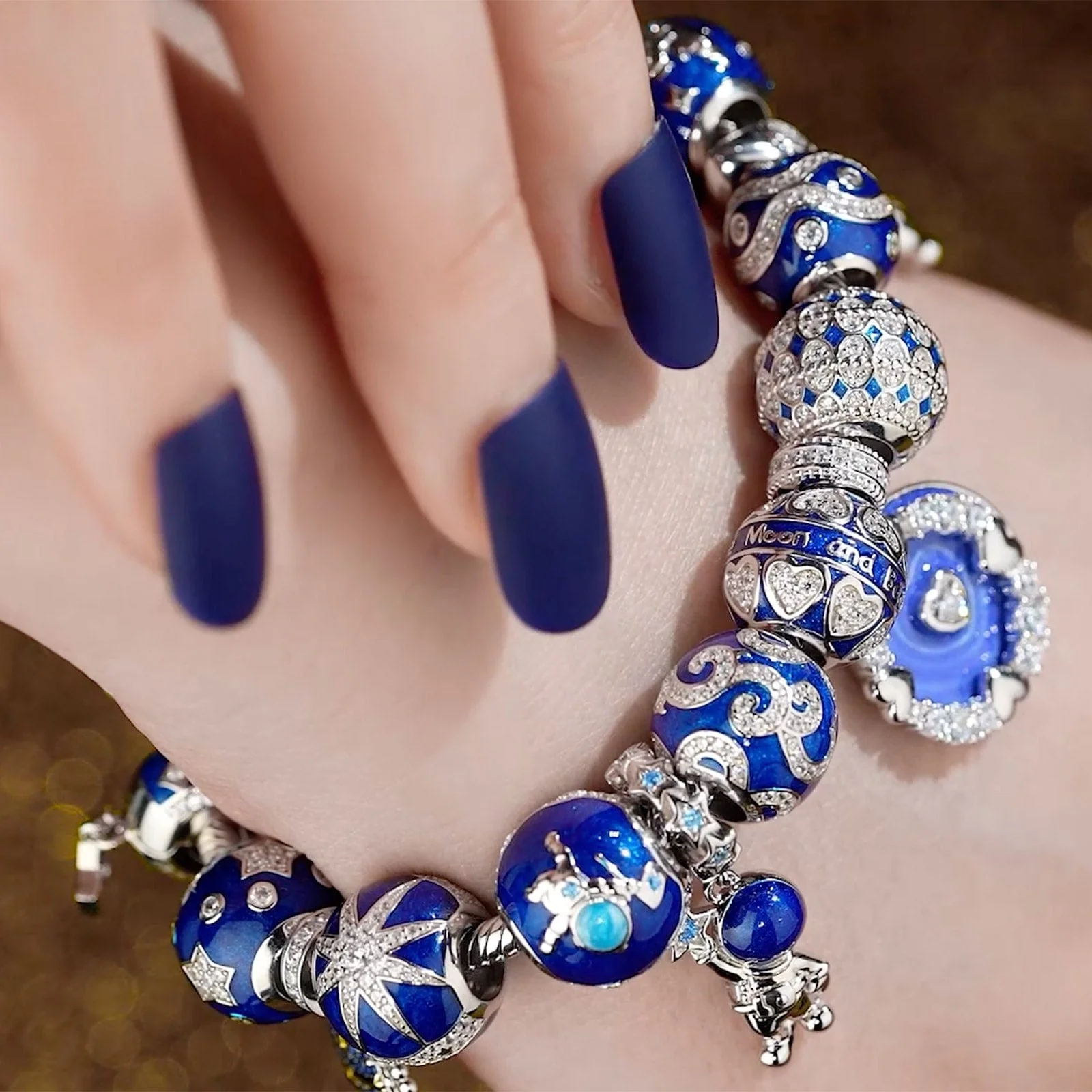 Sterling Silver Keep Exploring to the Space Charms Bracelet Set With Enamel In White Gold Plated (Includes bracelet and all charms shown) - Image 2