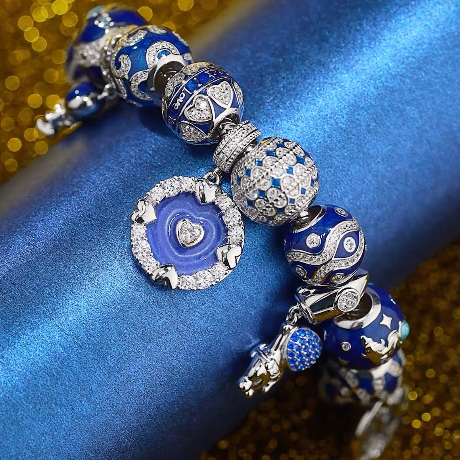 Sterling Silver Keep Exploring to the Space Charms Bracelet Set With Enamel In White Gold Plated (Includes bracelet and all charms shown) - Image 7