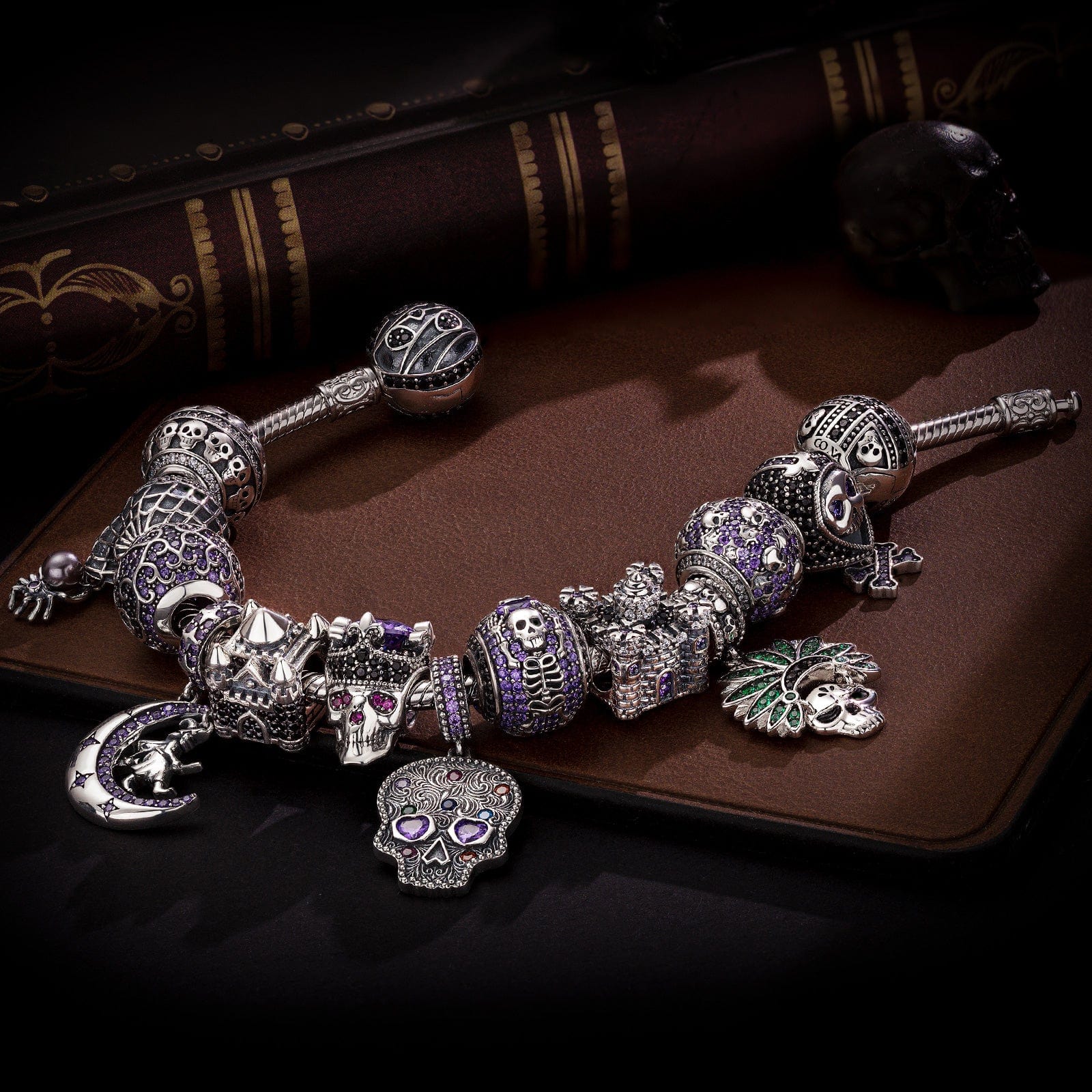Sterling Silver Ghostly Darkness Charms Bracelet Set In Blackened 925 Sterling silver Plated (Includes bracelet and all charms shown) - Image 3
