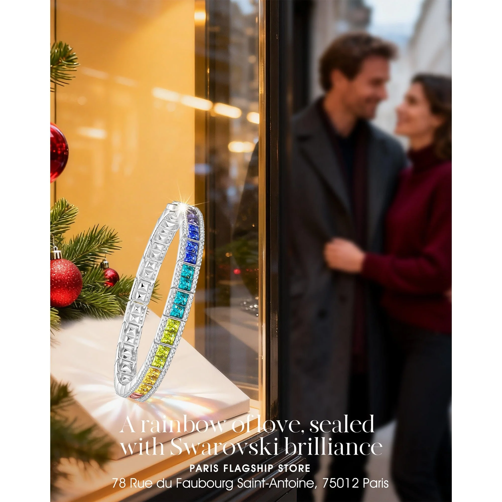 Rainbow Bridge Lumière Tennis Bracelet — Handcrafted with Swarovski® Crystals, White Gold Plated - Image 9