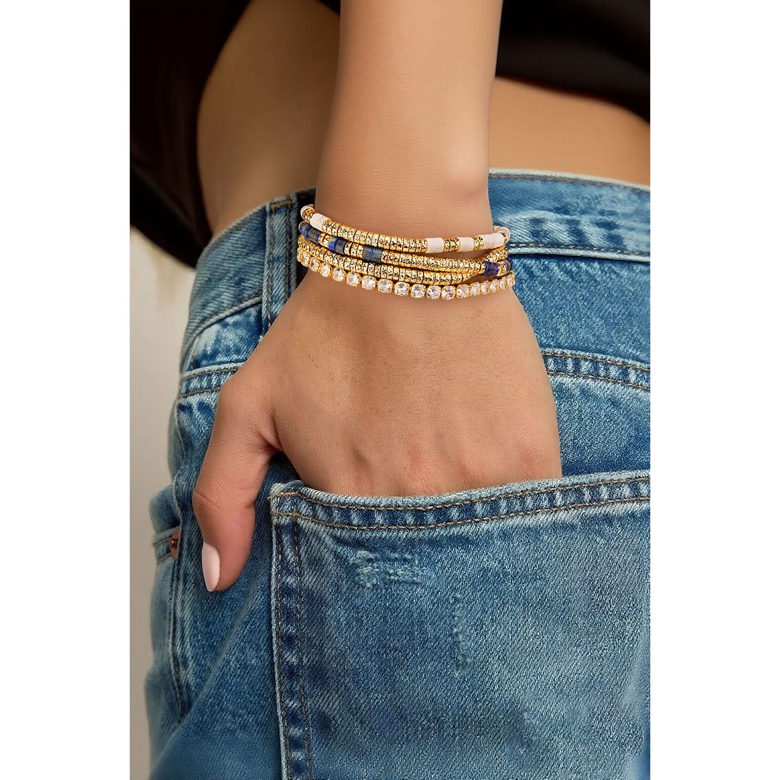 Boundless Loops Handcrafted Bracelet in Tarnish-Resistant Silver with 14K Gold Finish - Image 4