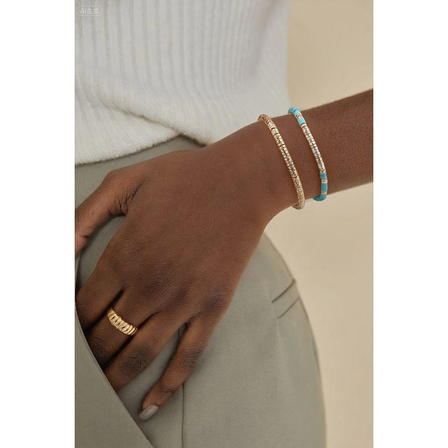 Boundless Loops Handcrafted Bracelet in Tarnish-Resistant Silver with 14K Gold Finish - Image 5
