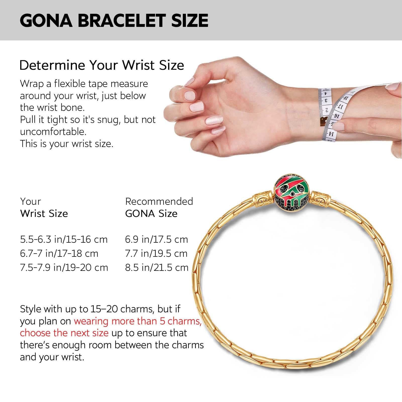 Sterling Silver Skull Bamboo Chain Bracelet With Enamel In Two-Tone Plating - Image 2
