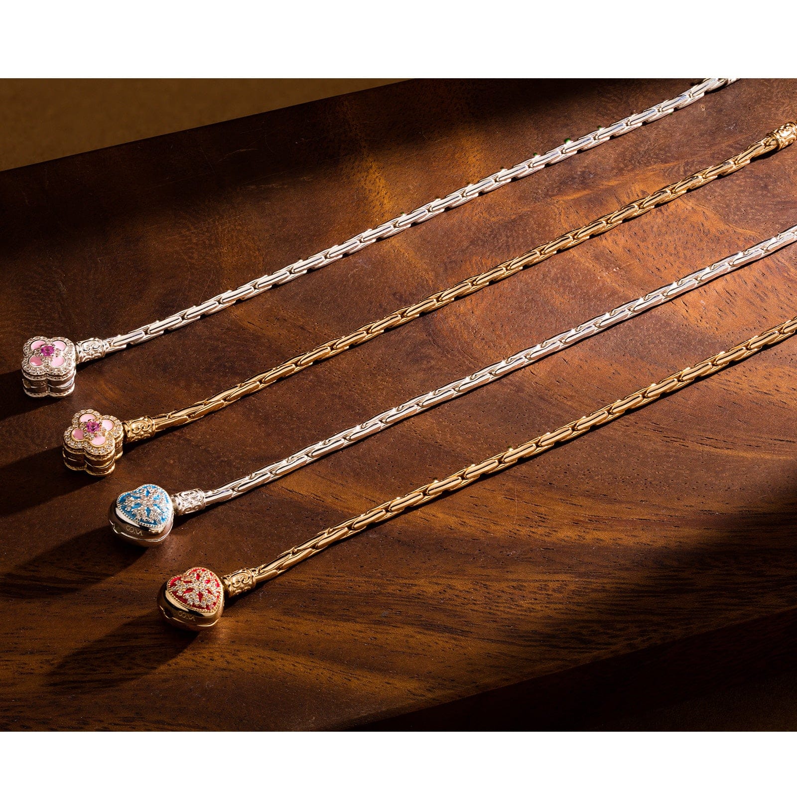 Sterling Silver Joyful Bloom Radiance Bamboo Chain Bracelet With Enamel In 14 Gold Plated - Image 3