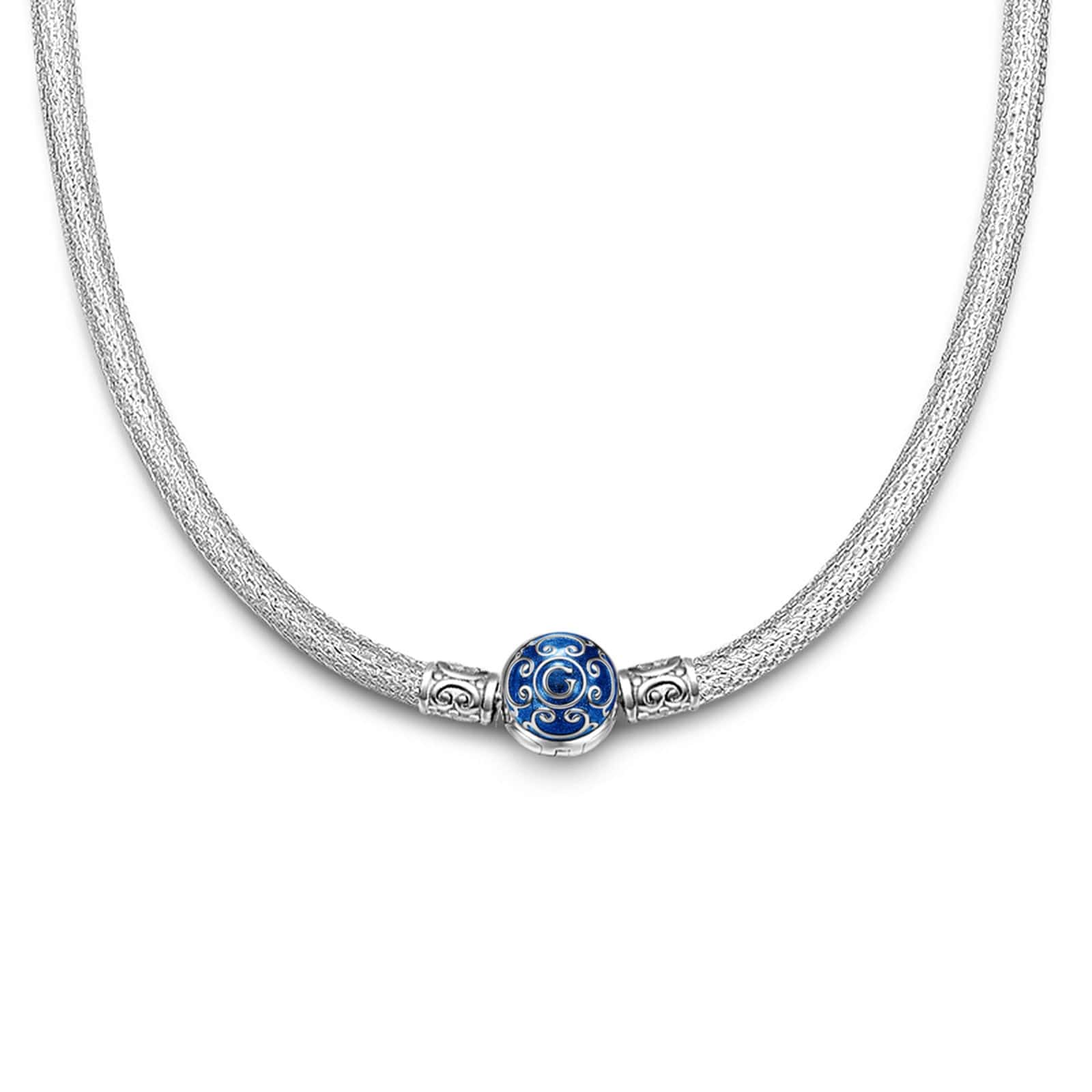 Sterling Silver Personalized Fashion Women's Charms Universal Necklace With Enamel In White Gold Plated - Image 2