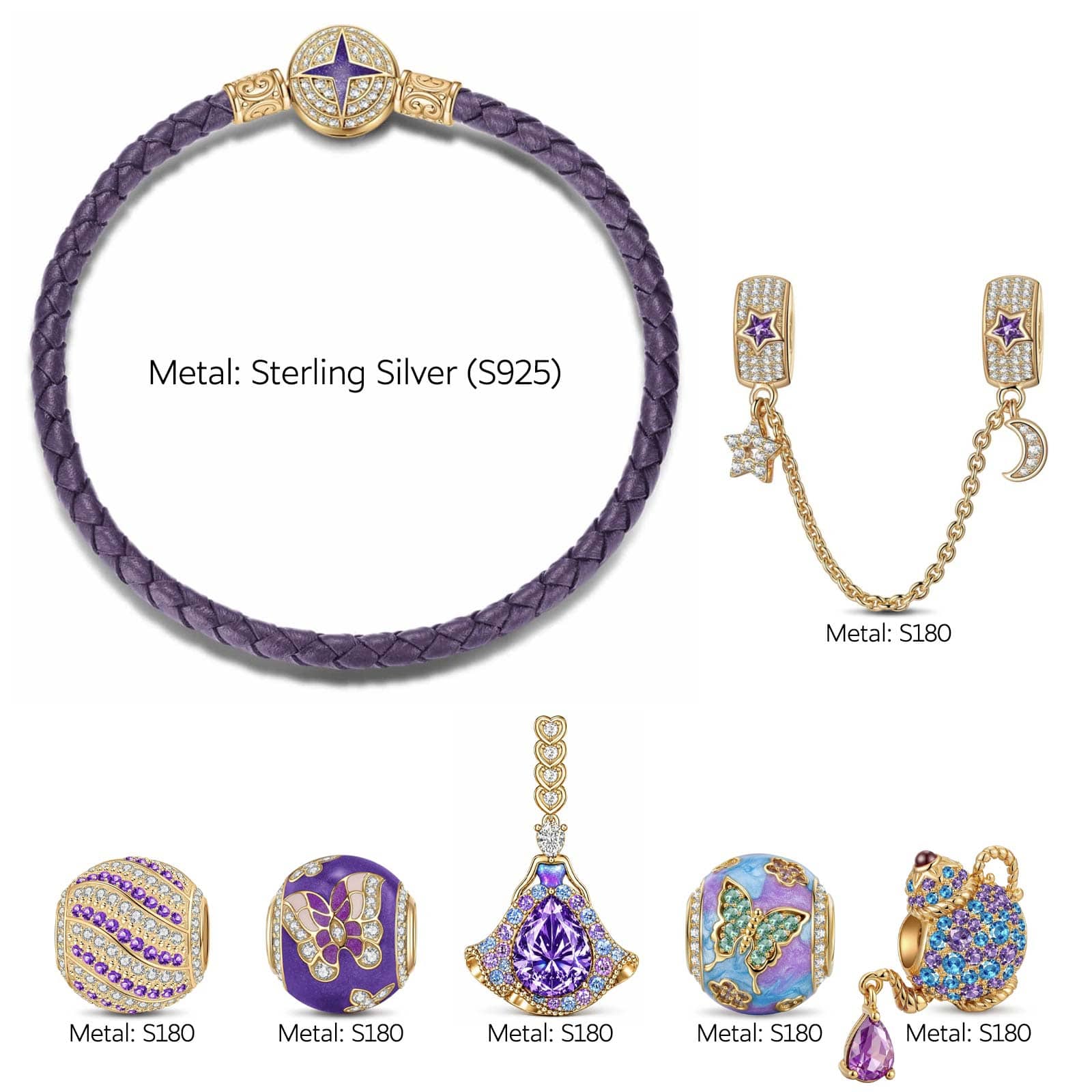 Enchanted Wonderland Tea Party Leather Bracelet With Tarnish-Resistant Silver Accents And Charms (Includes Bracelet And All Charms Shown) - Image 4