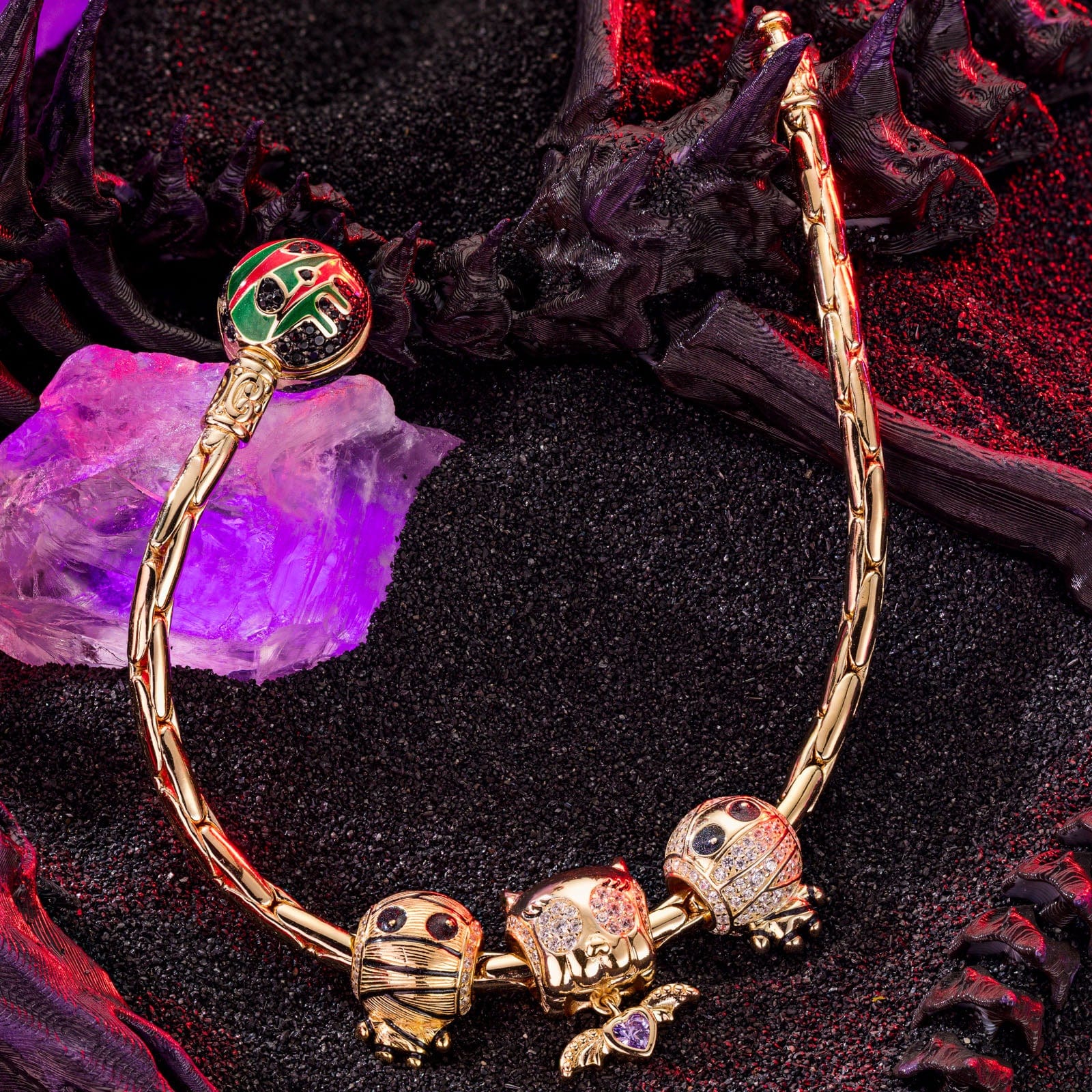 Sterling Silver Mummy Messengers Charms Bracelet Set With Enamel In 14K Gold Plated (Includes bracelet and all charms shown) - Image 4