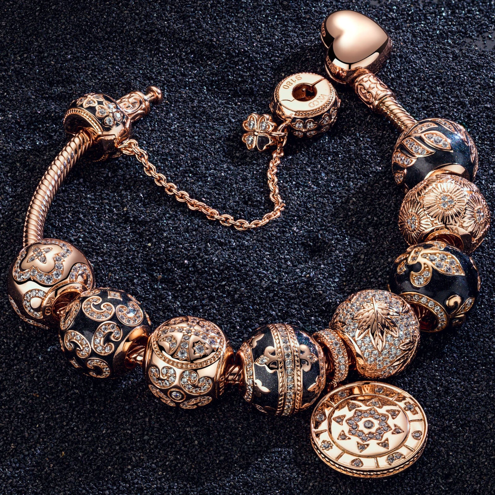 [💥As @evy_onelove's Pick] Memories Of Versailles Tarnish-resistant Silver Charms Bracelet Set With Enamel In Rose Gold Plated (Includes bracelet and all charms shown) - Image 5
