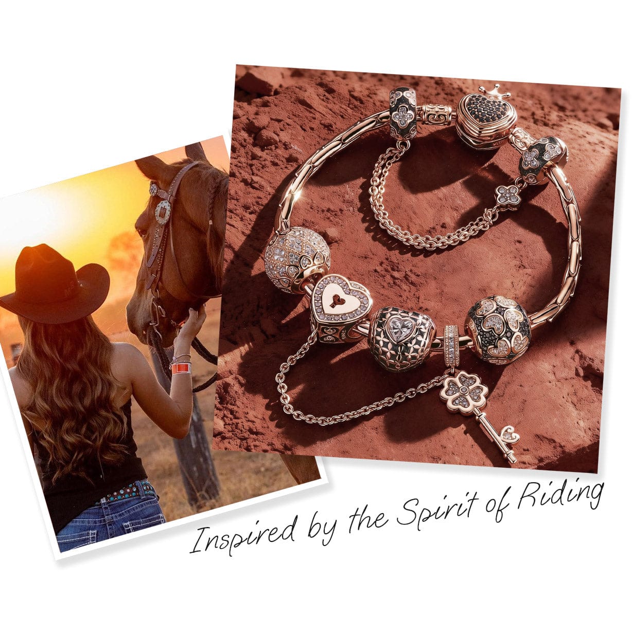 Sterling Silver Valentine's Day Charms Bracelet Set With Enamel In Rose Gold Plated (Includes bracelet and all charms shown) - Image 2
