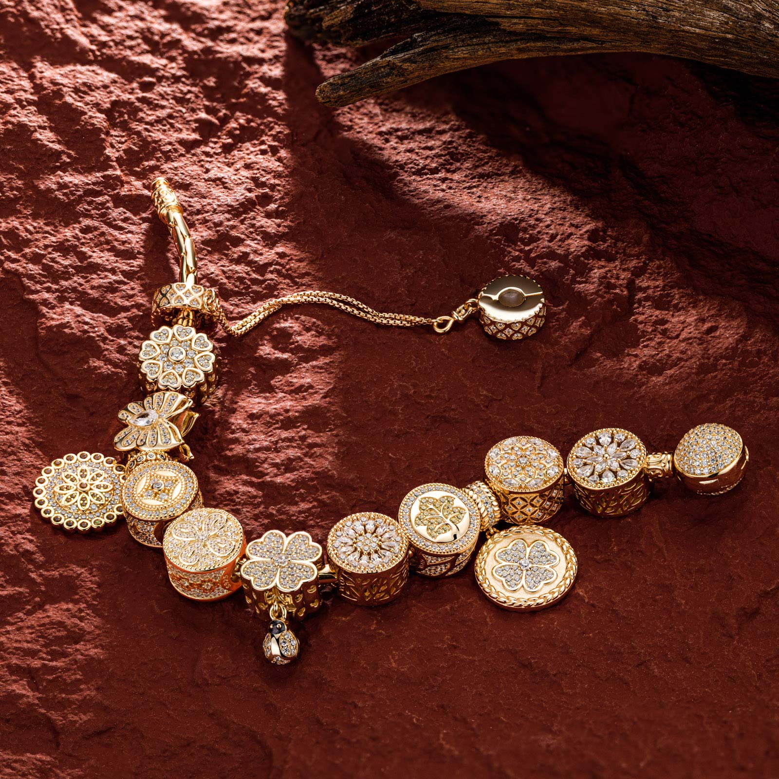 Sterling Silver The Garden Adventure Charms Bracelet Set With Enamel In 14K Gold Plated (Includes bracelet and all charms shown) - Image 8