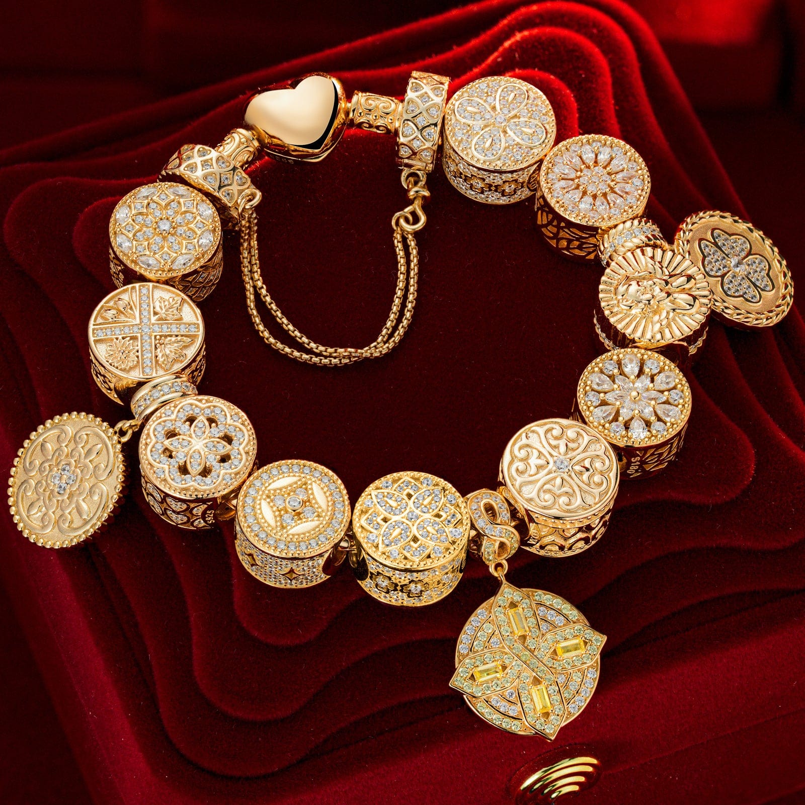 Sterling Silver A Journey Through Time Charms Bracelet Set In 14K Gold Plated (Includes bracelet and all charms shown) - Image 7