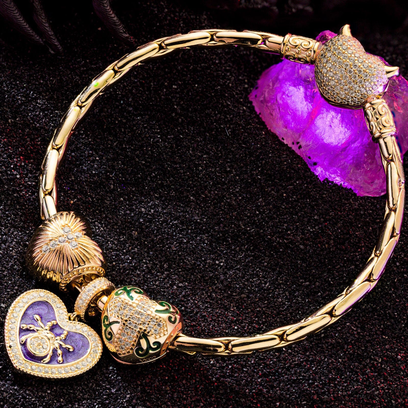 Sterling Silver Miss Spider and the Cross Charms Bracelet Set With Enamel In 14K Gold Plated (Includes bracelet and all charms shown) - Image 3