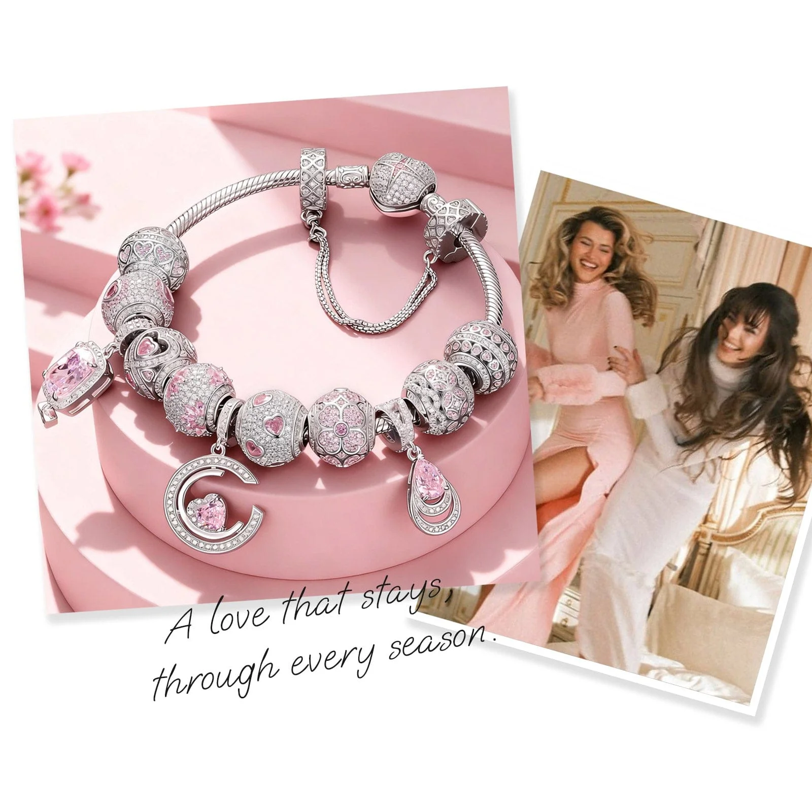 [💥As @JeannieBASMR's Pick] Sterling Silver Drop Of Eternal Love Charms Bracelet Set In White Gold Plated (Includes bracelet and all charms shown) - Image 3