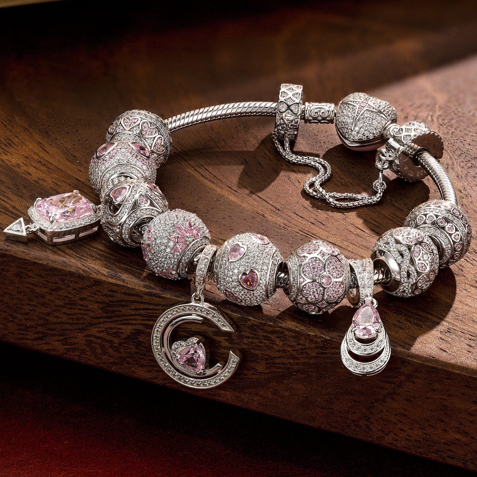 [💥As @JeannieBASMR's Pick] Sterling Silver Drop Of Eternal Love Charms Bracelet Set In White Gold Plated (Includes bracelet and all charms shown) - Image 5