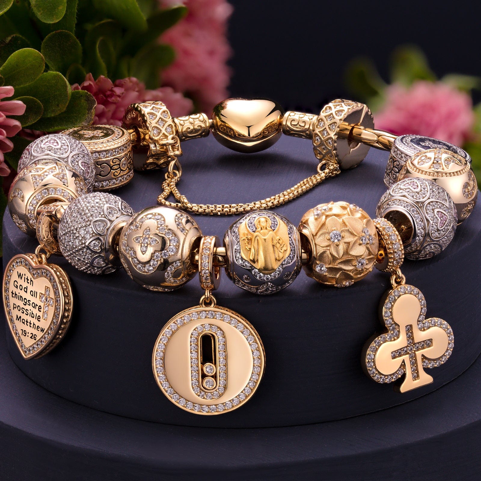 Sterling Silver Steadfast Protector Charms Bracelet Set, Featuring Dual Plating in 14K Gold and White Gold (Includes bracelet and all charms shown) - Image 4